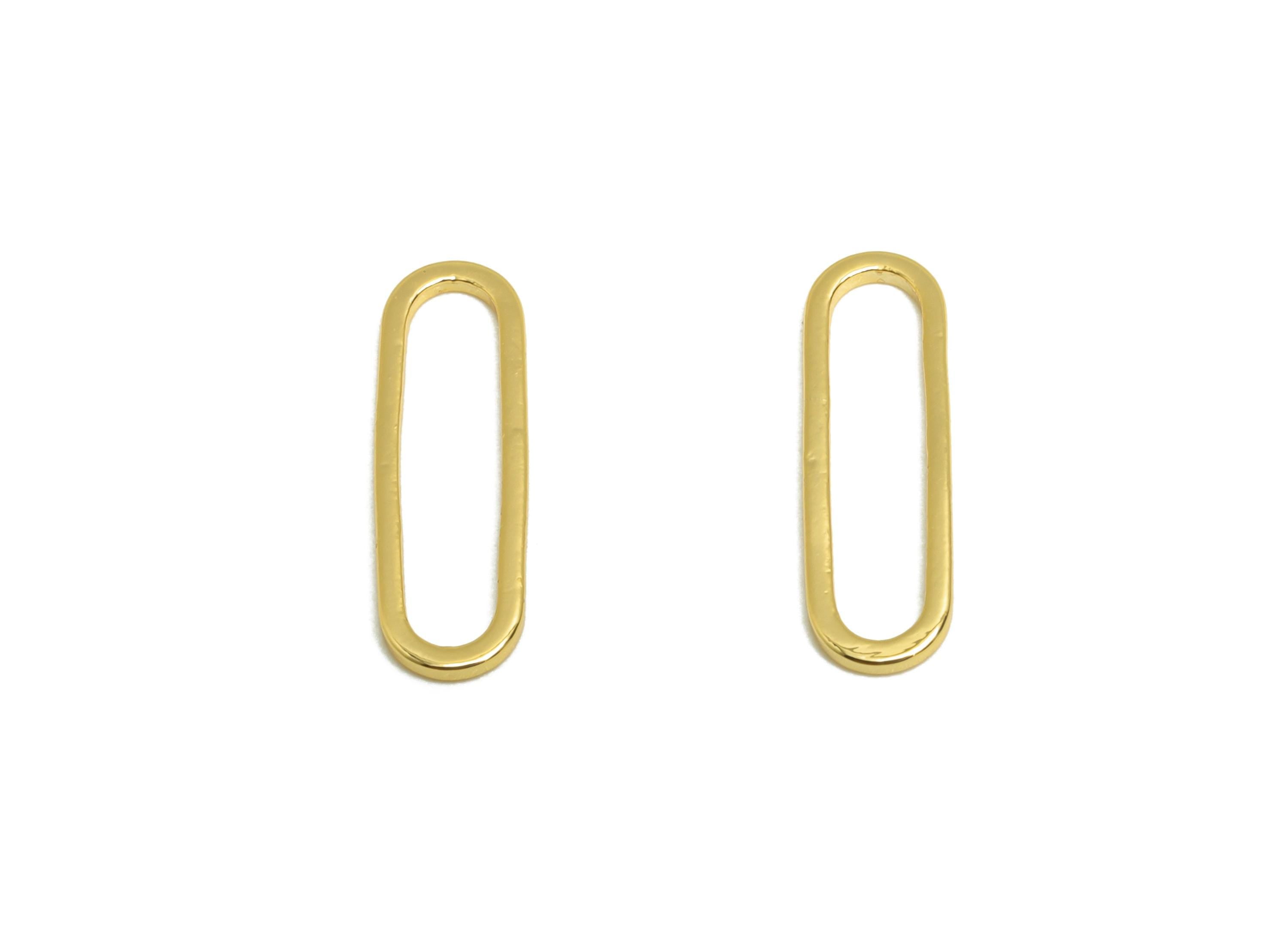 5*15mm Gold Oval Connector - Geometric Link - Brass Geometry Minimalist Charm - Jewelry Making - 18K Real Gold Plated - RGP9281-5*15 - DOMEDBAZAAR