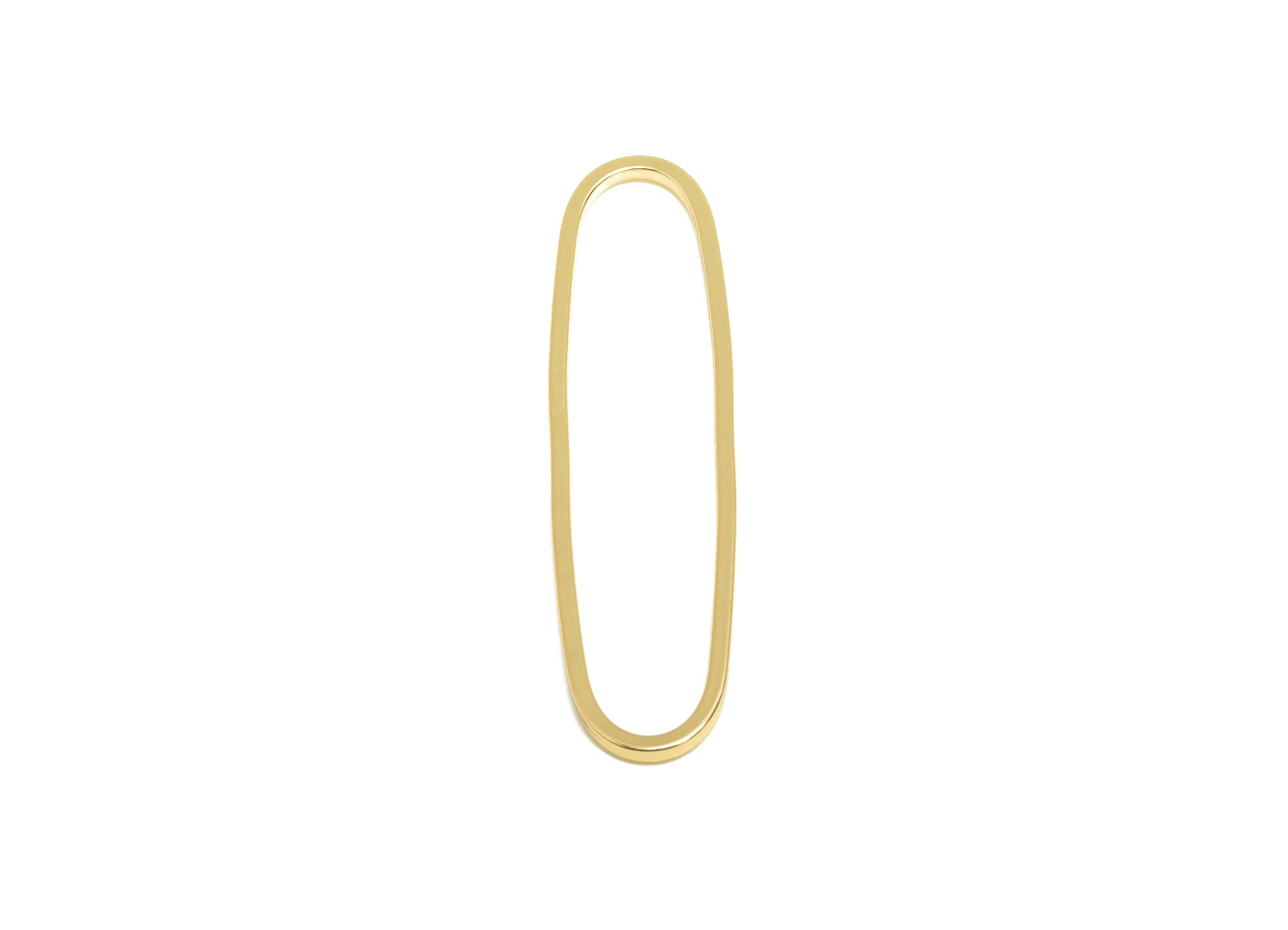 9*40mm Gold Oval Connector - Geometric Link - Brass Geometry Minimalist Charm - Jewelry Making - 18K Real Gold Plated - RGP9281-9*40 - DOMEDBAZAAR