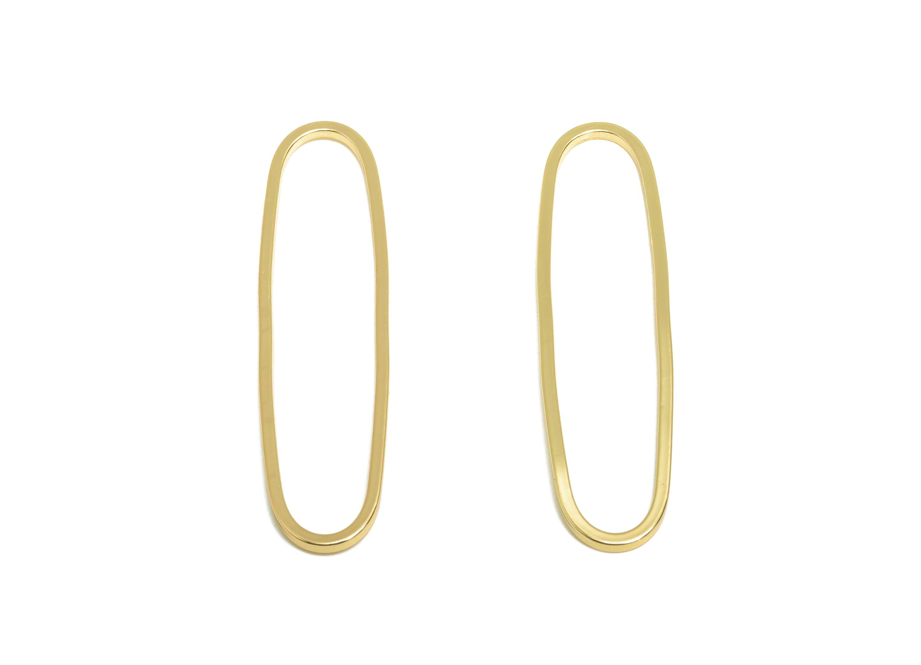 9*40mm Gold Oval Connector - Geometric Link - Brass Geometry Minimalist Charm - Jewelry Making - 18K Real Gold Plated - RGP9281-9*40 - DOMEDBAZAAR