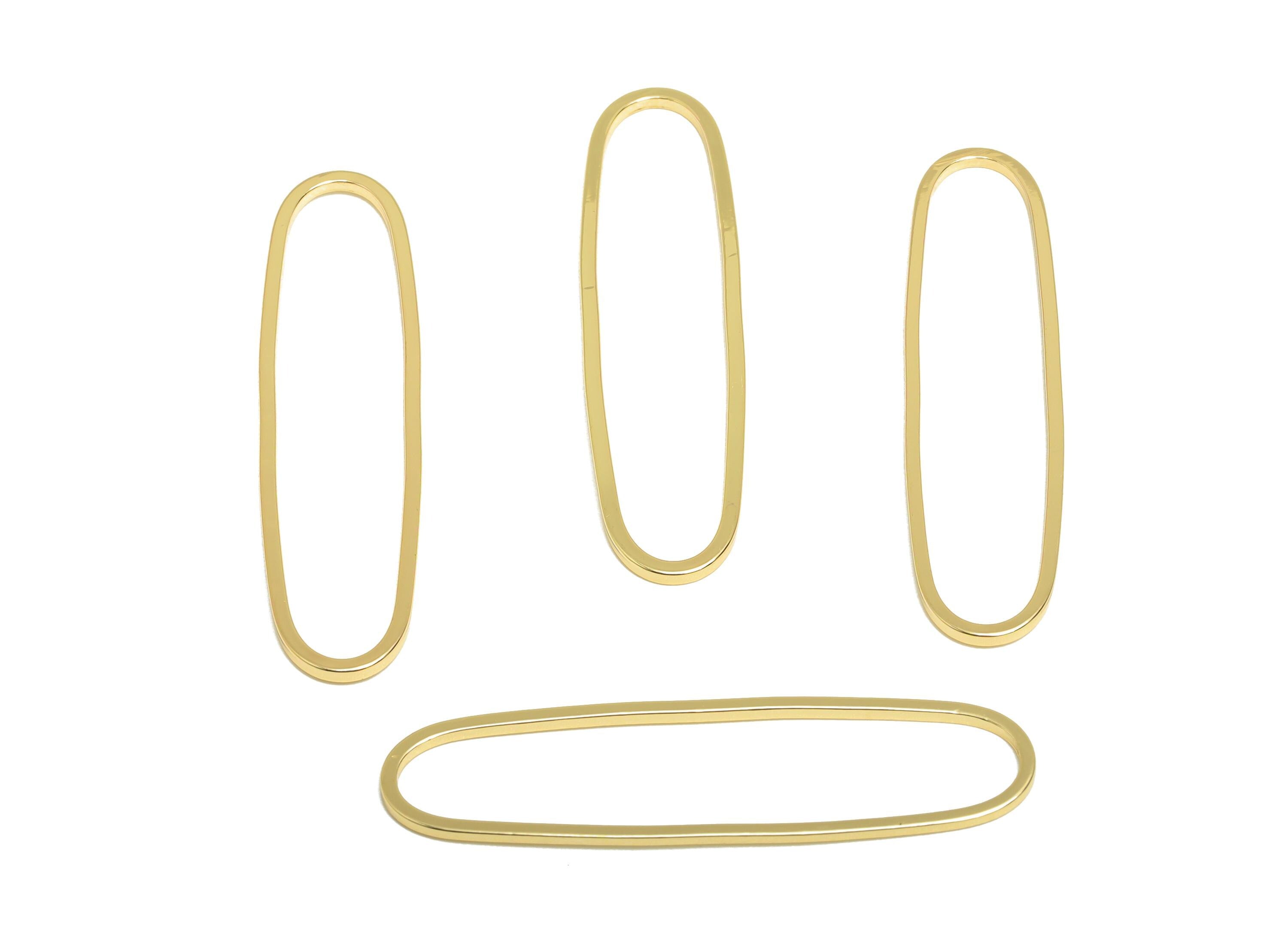 9*40mm Gold Oval Connector - Geometric Link - Brass Geometry Minimalist Charm - Jewelry Making - 18K Real Gold Plated - RGP9281-9*40 - DOMEDBAZAAR