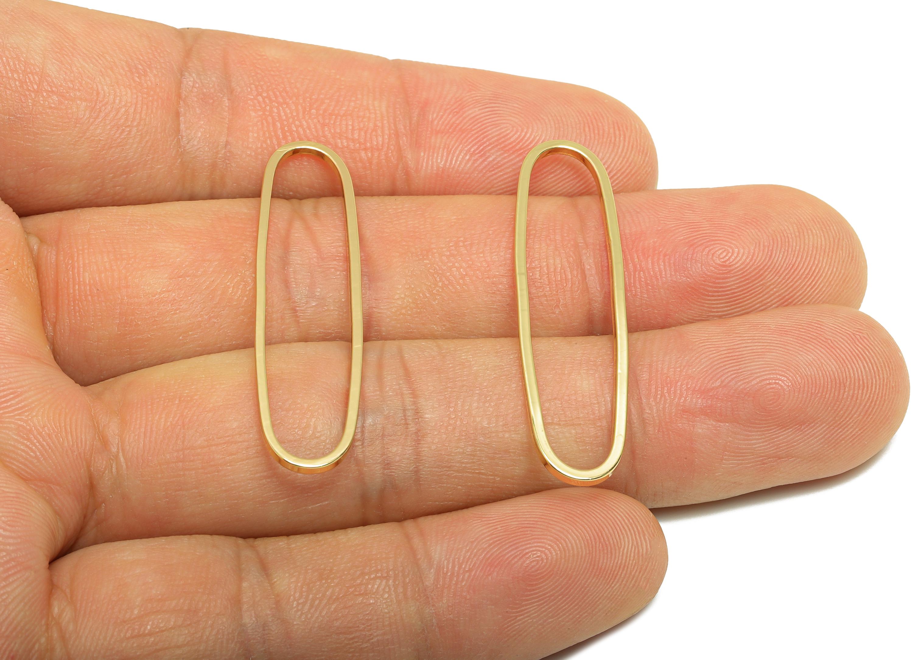 9*40mm Gold Oval Connector - Geometric Link - Brass Geometry Minimalist Charm - Jewelry Making - 18K Real Gold Plated - RGP9281-9*40 - DOMEDBAZAAR