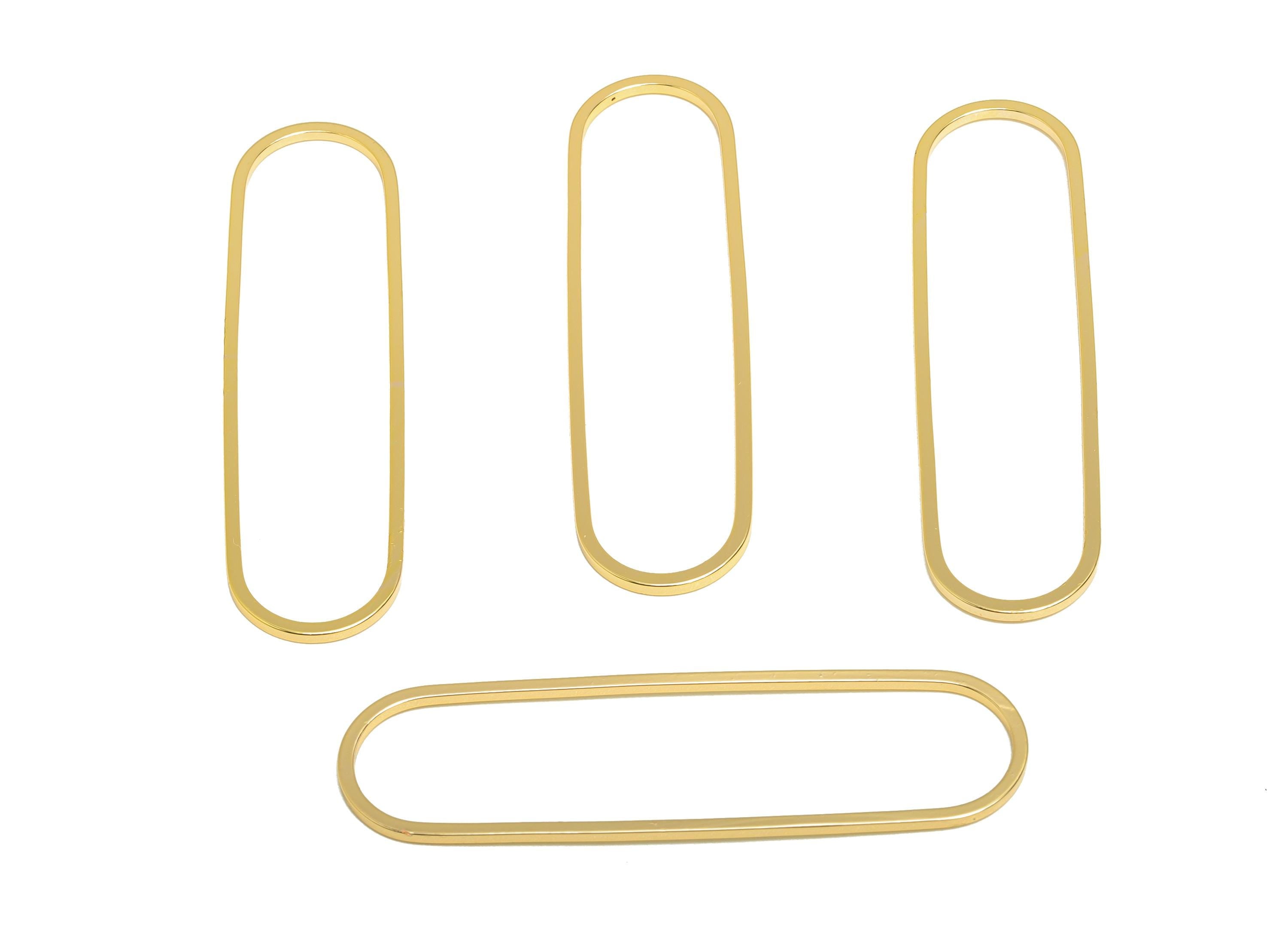 13*50mm Gold Oval Connector - Geometric Link - Brass Geometry Minimalist Charm - Jewelry Making - 18K Real Gold Plated - RGP9281-13*50 - DOMEDBAZAAR