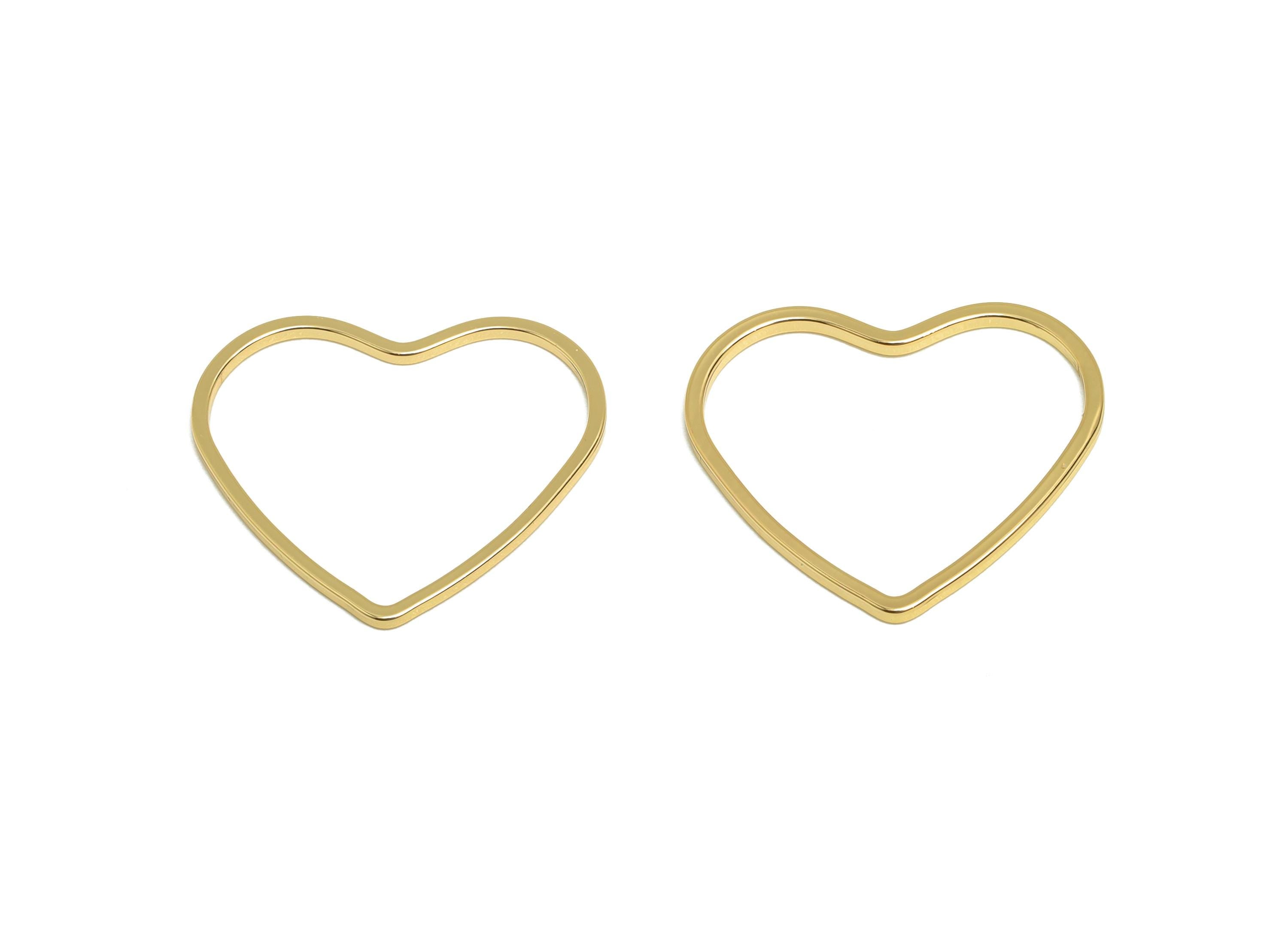 9*21mm Gold Heart Connector - Romantic Jewelry - Brass Geometry Charm - Minimalist Jewelry - DIY Jewelry - 18K Real Gold Plated - RGP9286 - DOMEDBAZAAR