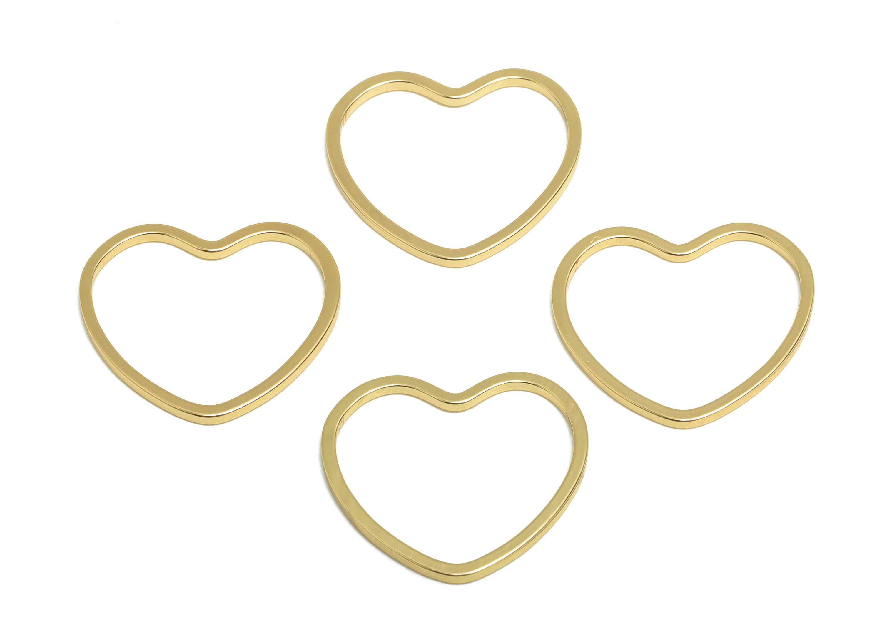 15*16mm Gold Heart Connector - Romantic Jewelry - Brass Geometry Charm - Minimalist Jewelry - DIY Jewelry - 18K Real Gold Plated - RGP9288 - DOMEDBAZAAR