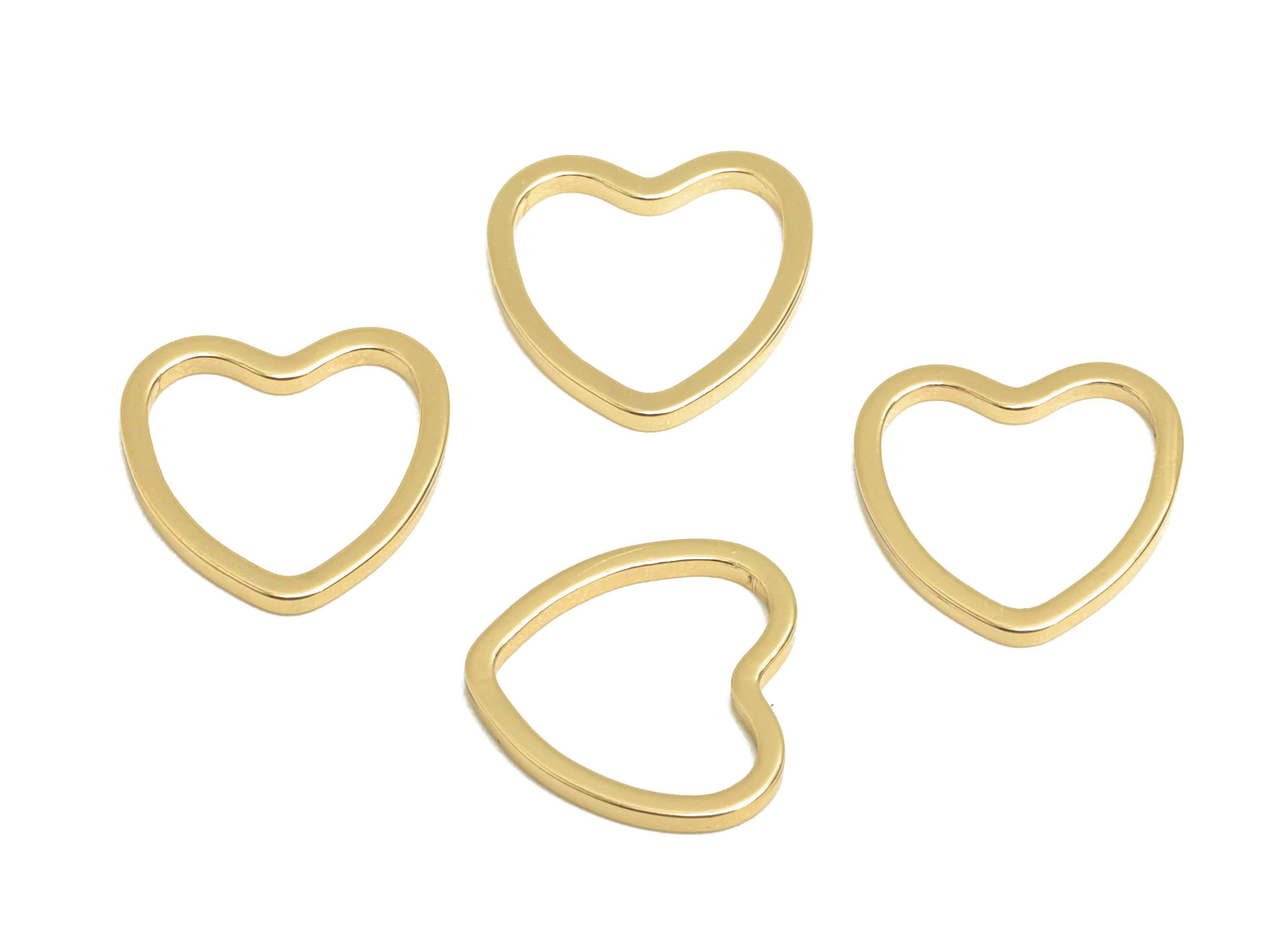 10mm Gold Heart Connector - Romantic Jewelry - Brass Geometry Charm - Minimalist Jewelry - DIY Jewelry - 18K Real Gold Plated - RGP9291 - DOMEDBAZAAR
