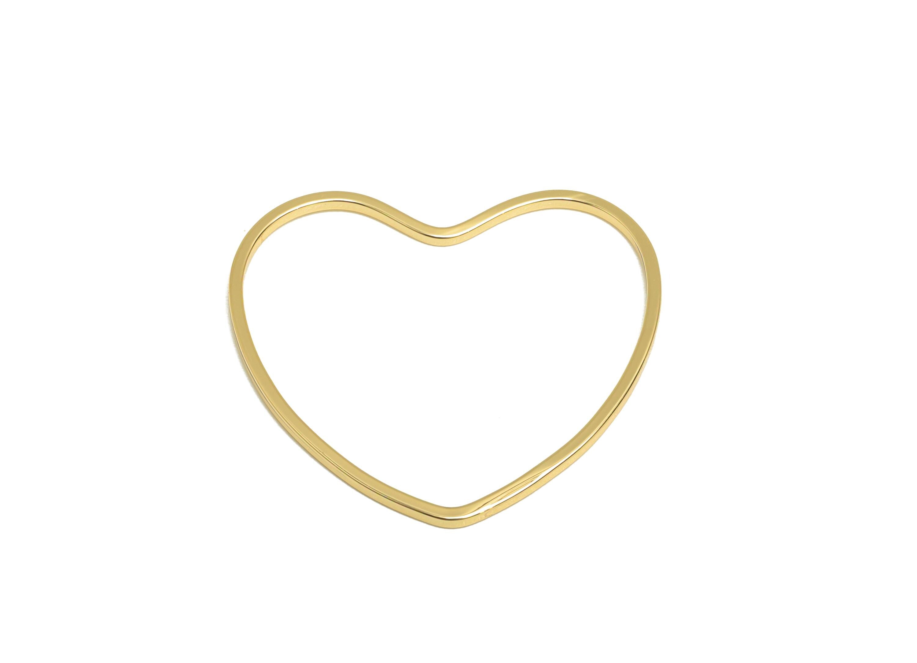 23*26mm Gold Heart Connector - Romantic Jewelry - Brass Geometry Charm - Minimalist Jewelry - DIY Jewelry - 18K Real Gold Plated - RGP9292 - DOMEDBAZAAR