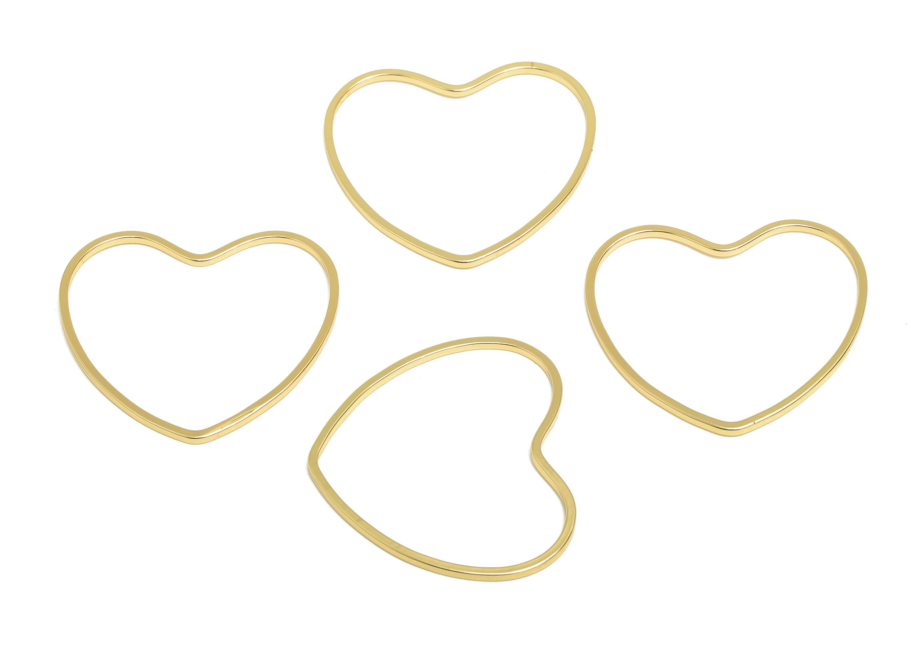 23*26mm Gold Heart Connector - Romantic Jewelry - Brass Geometry Charm - Minimalist Jewelry - DIY Jewelry - 18K Real Gold Plated - RGP9292 - DOMEDBAZAAR
