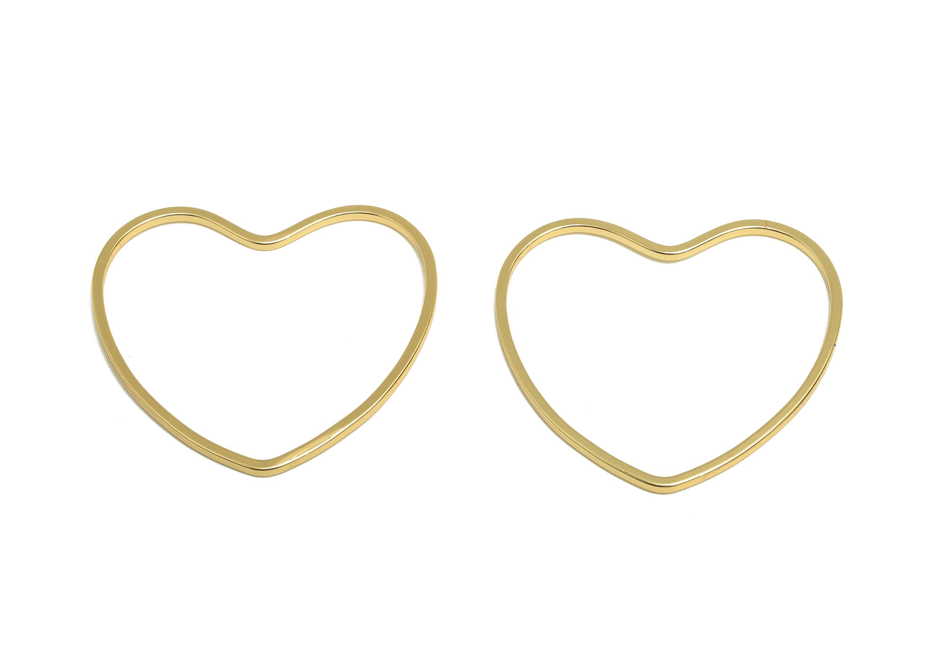 23*26mm Gold Heart Connector - Romantic Jewelry - Brass Geometry Charm - Minimalist Jewelry - DIY Jewelry - 18K Real Gold Plated - RGP9292 - DOMEDBAZAAR