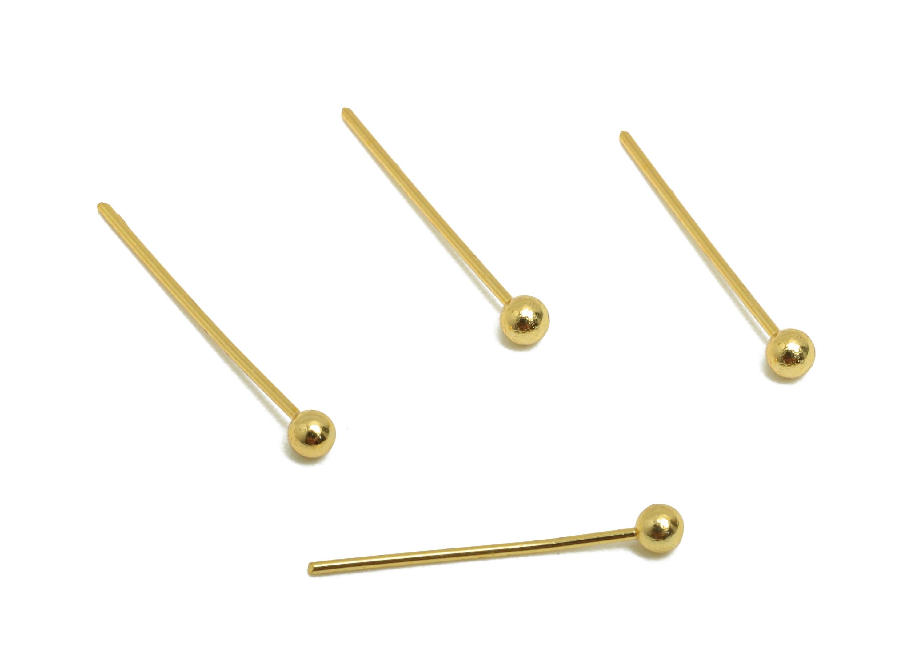 14.2mm Brass Mini Bead Earring - Gold Bead Earring Post - Everyday Wear Earring - Minimalist Jewelry - 18K Real Gold Plated - RGP9290 - DOMEDBAZAAR