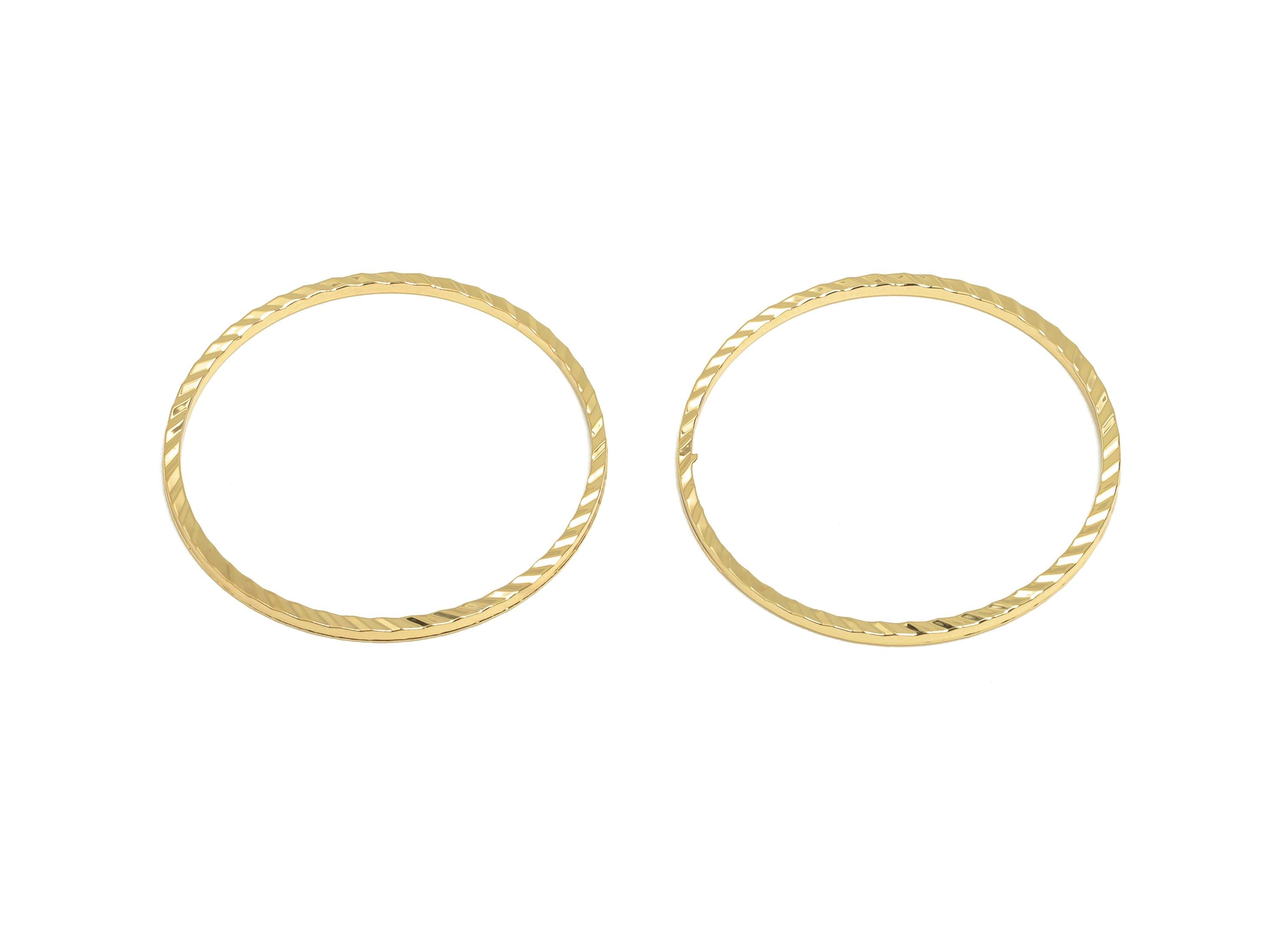 25mm Gold Round Connector - Textured Circle Jewelry - Brass Geometry Minimalist Jewelry - DIY Jewelry - 18K Real Gold Plated - RGP9289-25 - DOMEDBAZAAR
