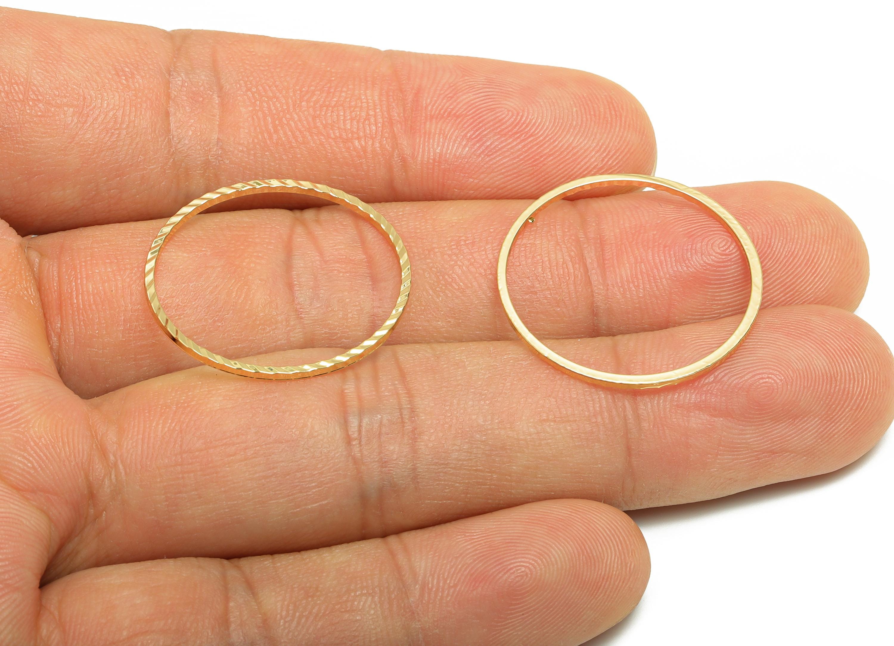 25mm Gold Round Connector - Textured Circle Jewelry - Brass Geometry Minimalist Jewelry - DIY Jewelry - 18K Real Gold Plated - RGP9289-25 - DOMEDBAZAAR