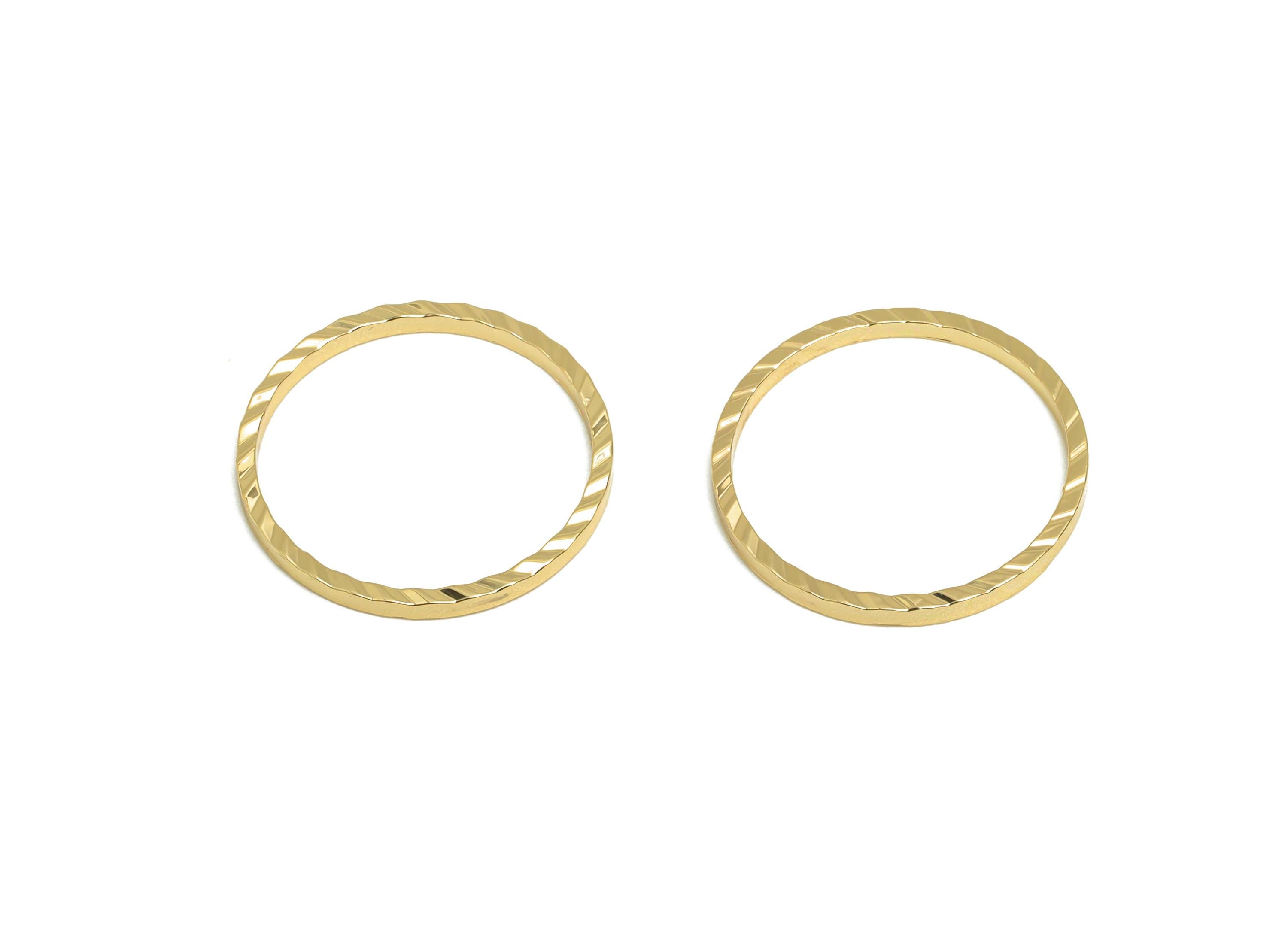 16mm Gold Round Connector - Textured Circle Jewelry - Brass Geometry Minimalist Jewelry - DIY Jewelry - 18K Real Gold Plated - RGP9289-16 - DOMEDBAZAAR