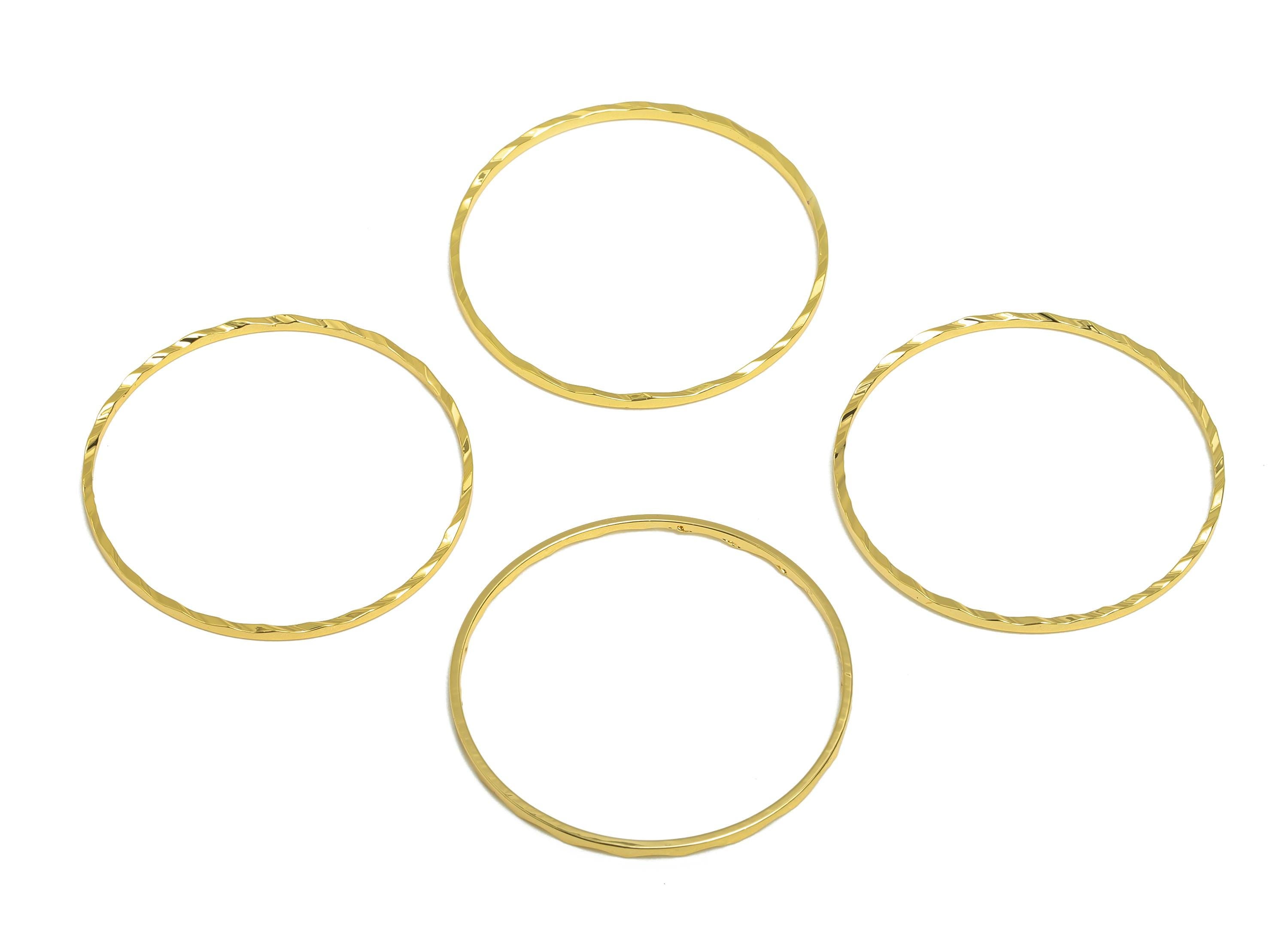 30mm Gold Round Connector - Textured Circle Jewelry - Brass Geometry Minimalist Jewelry - DIY Jewelry - 18K Real Gold Plated - RGP9289-30 - DOMEDBAZAAR