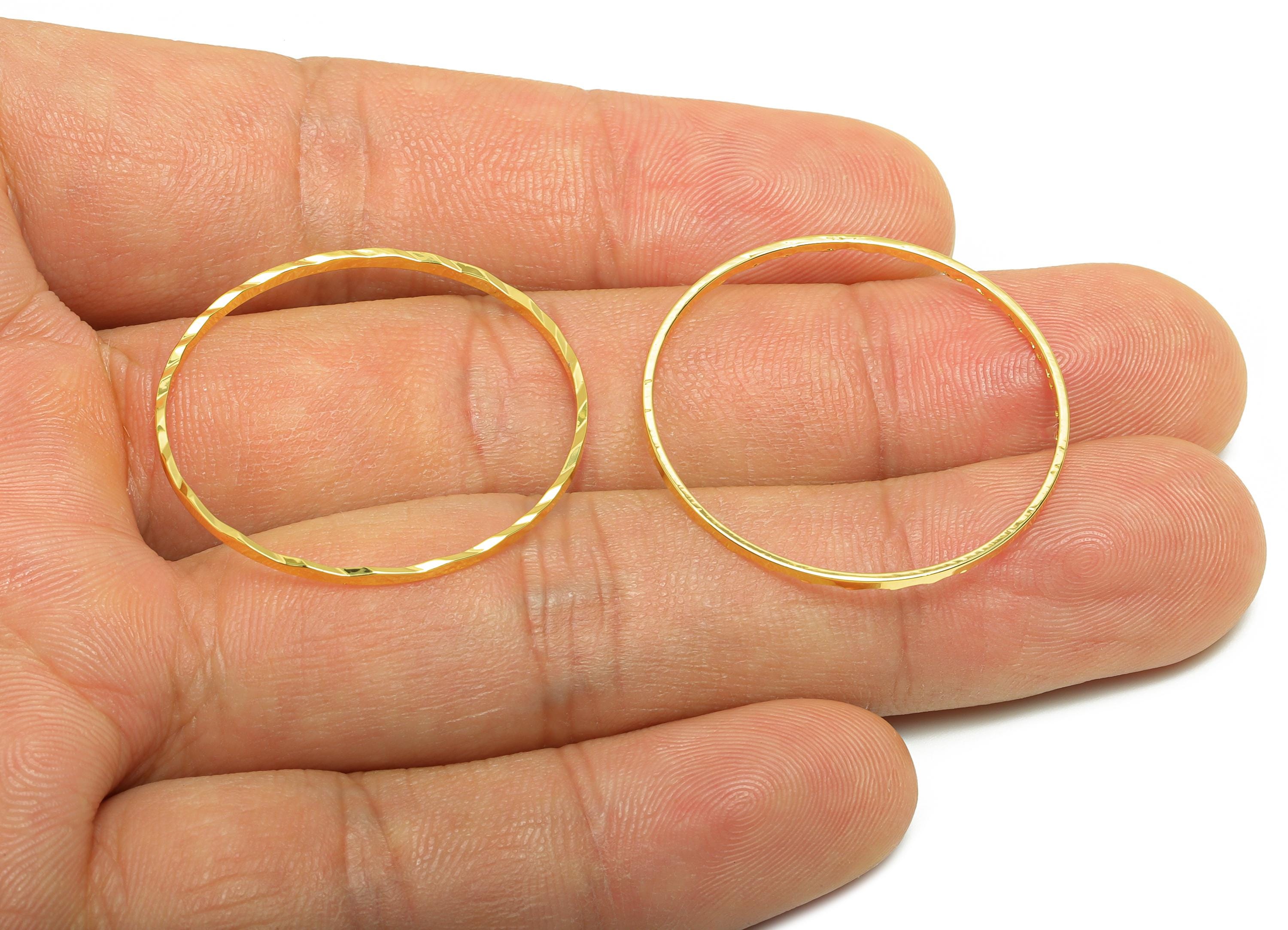 30mm Gold Round Connector - Textured Circle Jewelry - Brass Geometry Minimalist Jewelry - DIY Jewelry - 18K Real Gold Plated - RGP9289-30 - DOMEDBAZAAR