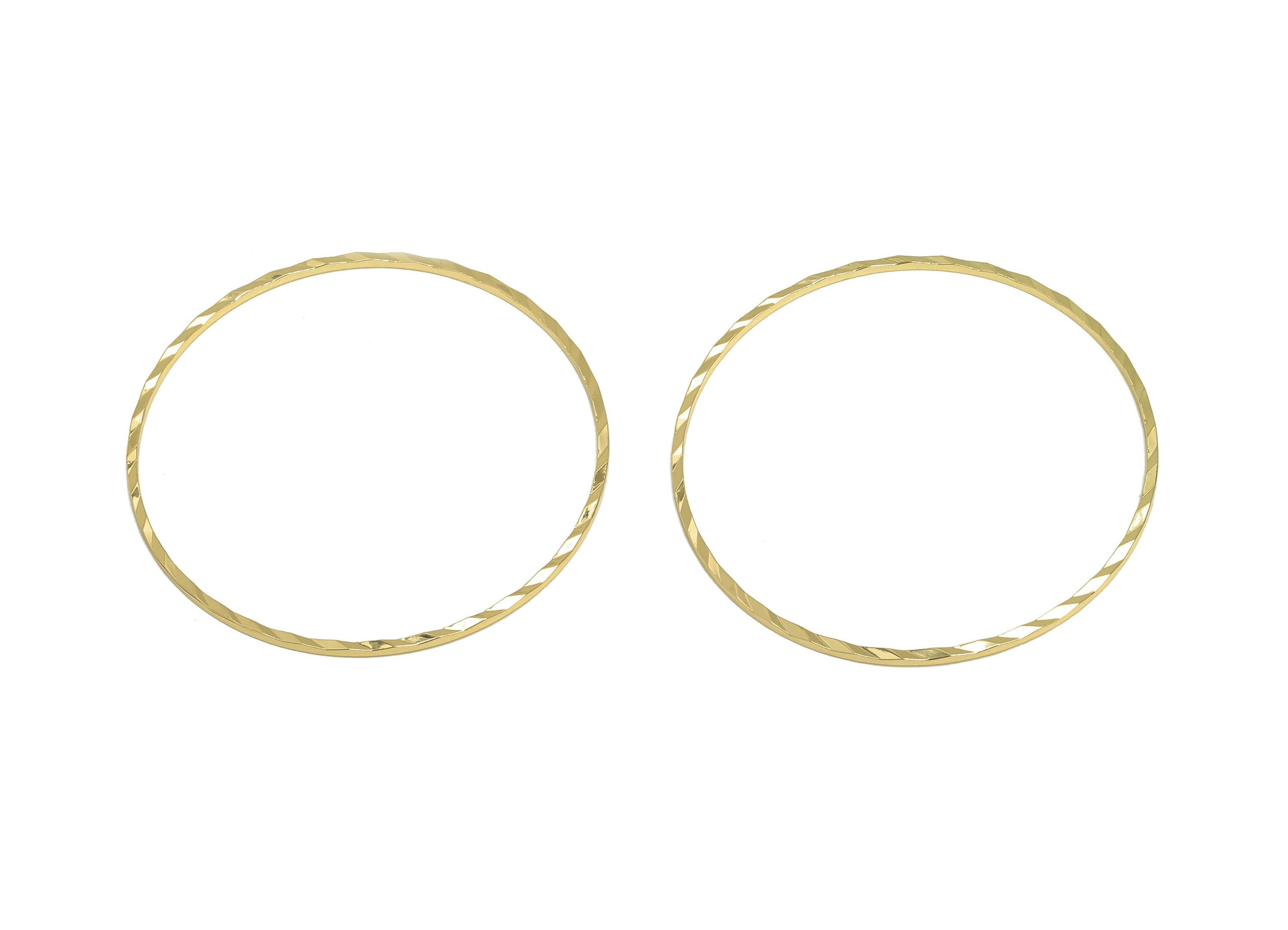 35mm Gold Round Connector - Textured Circle Jewelry - Brass Geometry Minimalist Jewelry - DIY Jewelry - 18K Real Gold Plated - RGP9289-35 - DOMEDBAZAAR