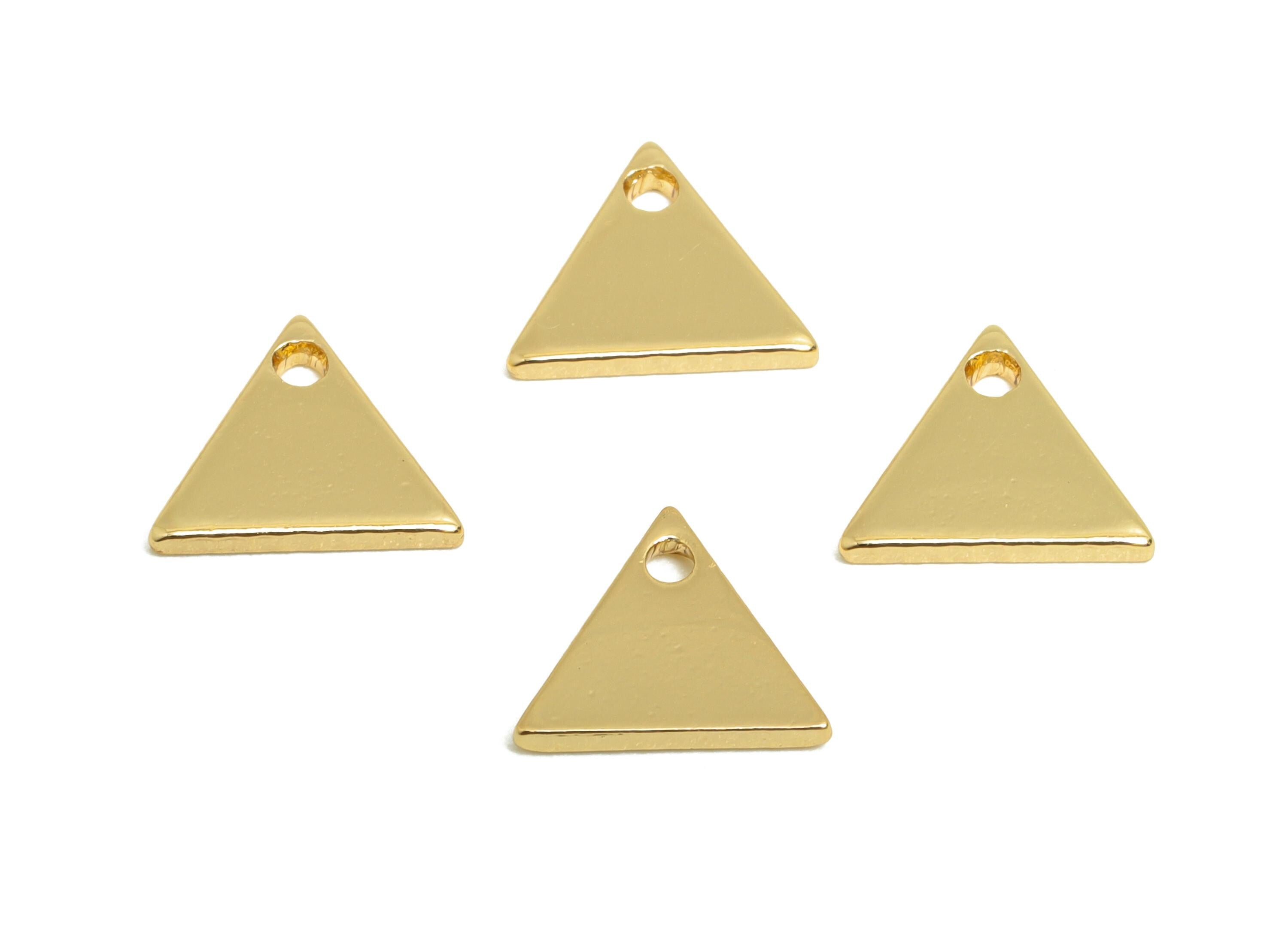 Gold Triangle Pendant - Brass Customizable Geometry Charm - Simple Gold Charm - DIY Jewelry - 18K Real Gold Plated - 8.4x7x1.1mm - RGP9298 - DOMEDBAZAAR