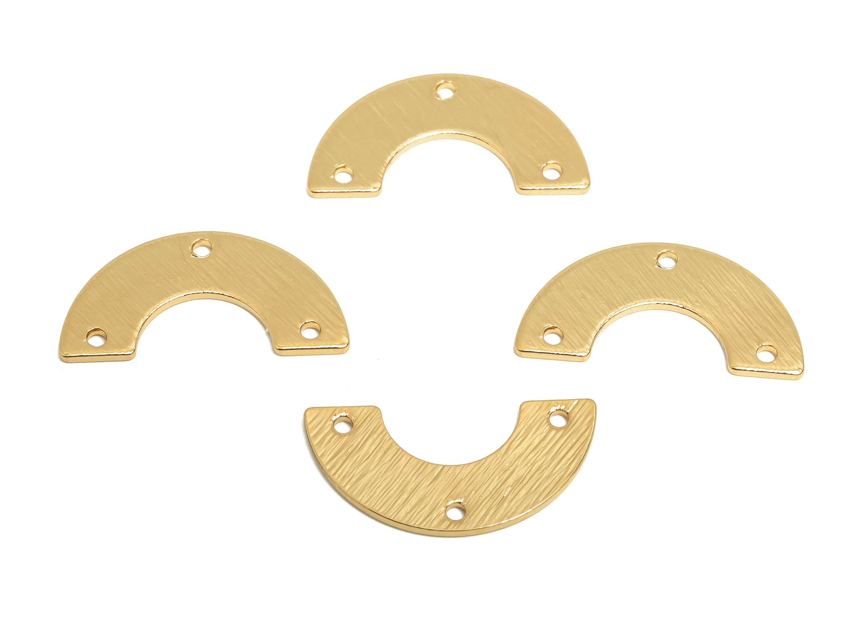 Textured Arch Connector - Brass Gold Crescent Link Charm - DIY Jewelry Semi Circle Connector - 18K Real Gold Plated - 19x10x0.8mm - RGP9309 - DOMEDBAZAAR
