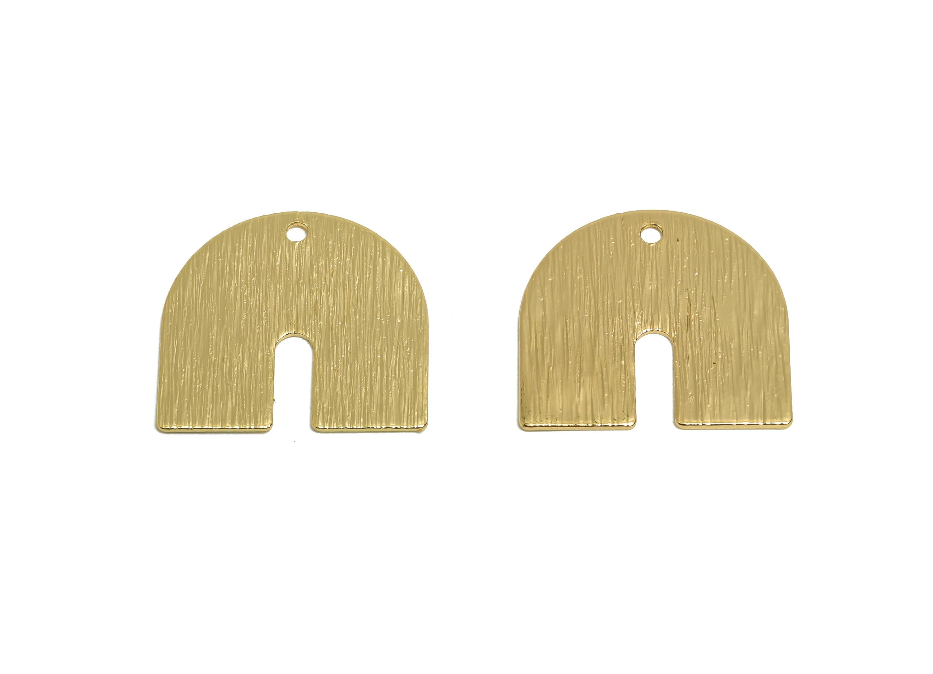 Textured Arch Charm - Brass Modern Geometric Pendant - Textured Gold Finding - Open Arch Charm - 18K Real Gold Plated - 17x16x0.6mm -RGP9310 - DOMEDBAZAAR