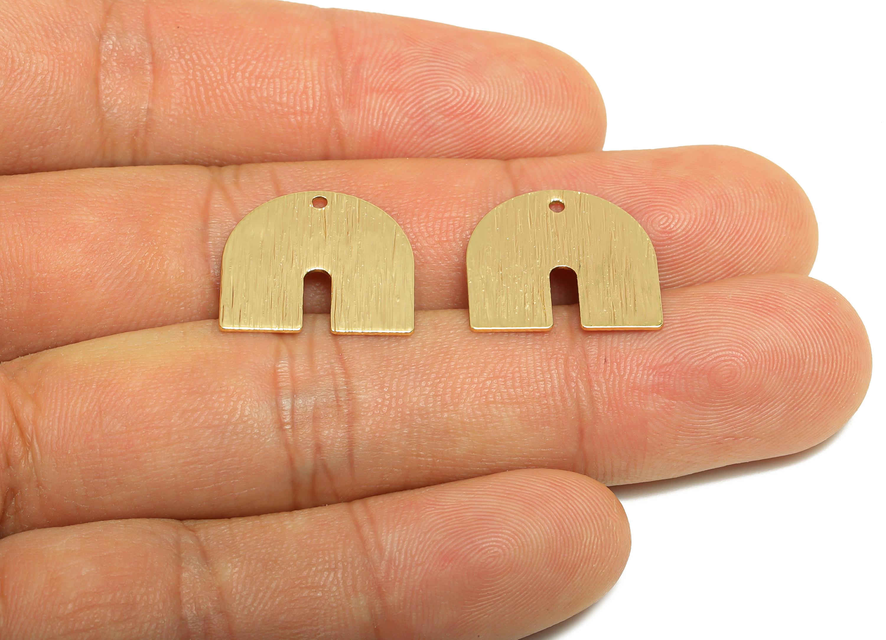 Textured Arch Charm - Brass Modern Geometric Pendant - Textured Gold Finding - Open Arch Charm - 18K Real Gold Plated - 17x16x0.6mm -RGP9310 - DOMEDBAZAAR