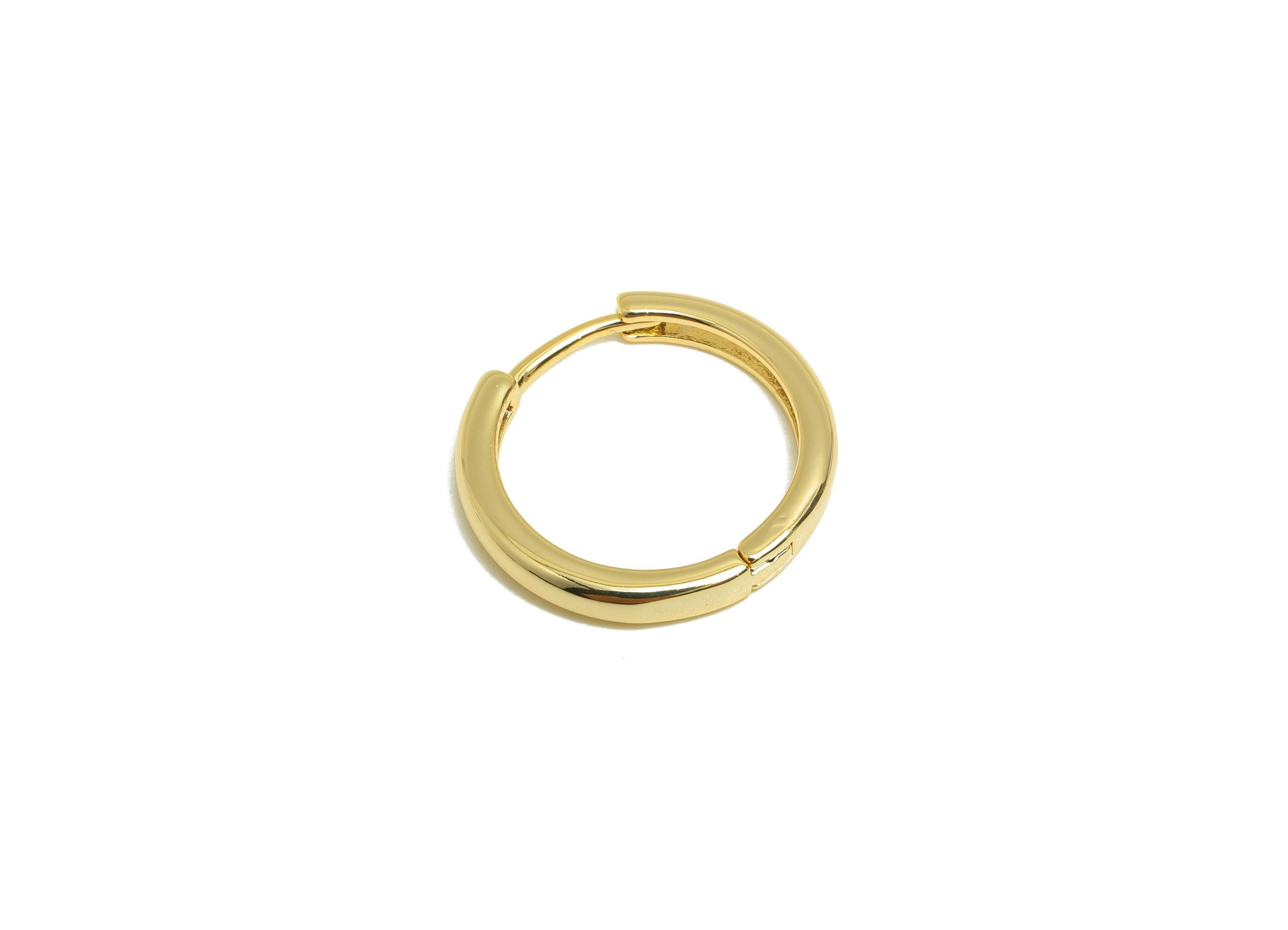 Minimalist Hoop Huggie Earring - Brass Hoop Clasp  Earring - Eceryday Huggie Hoop Earring - 18K Real Gold Plated - 17x16x2.4mm - RGP9324 - DOMEDBAZAAR