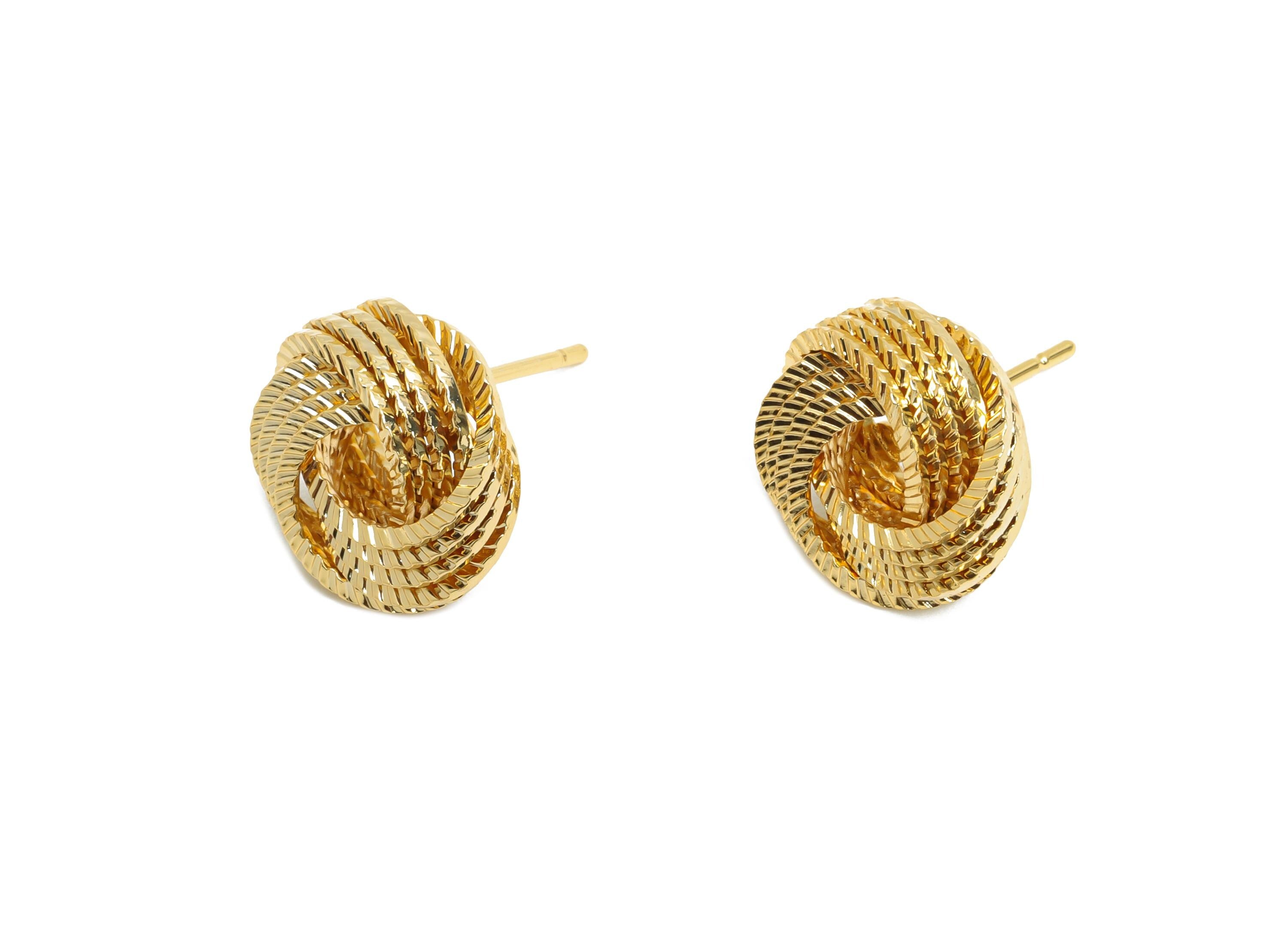 Twisted Knot Earring - Brass Trendy Earring Post  - Intricate Detailing Jewelry - Gold Jewelry - 18K Real Gold Plated - 16x12x4mm - RGP9340 - DOMEDBAZAAR
