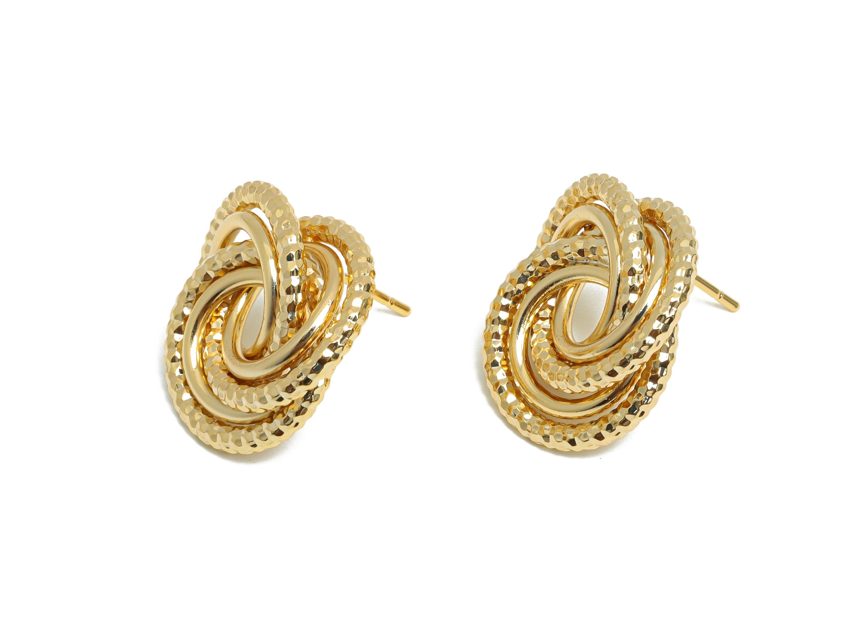 Twisted Knot Earring Stud - Brass Trendy Earring Post  - Everyday Wear Jewelry - Gold Jewelry - 18K Real Gold Plated - 19x17x4.3mm - RGP9356 - DOMEDBAZAAR