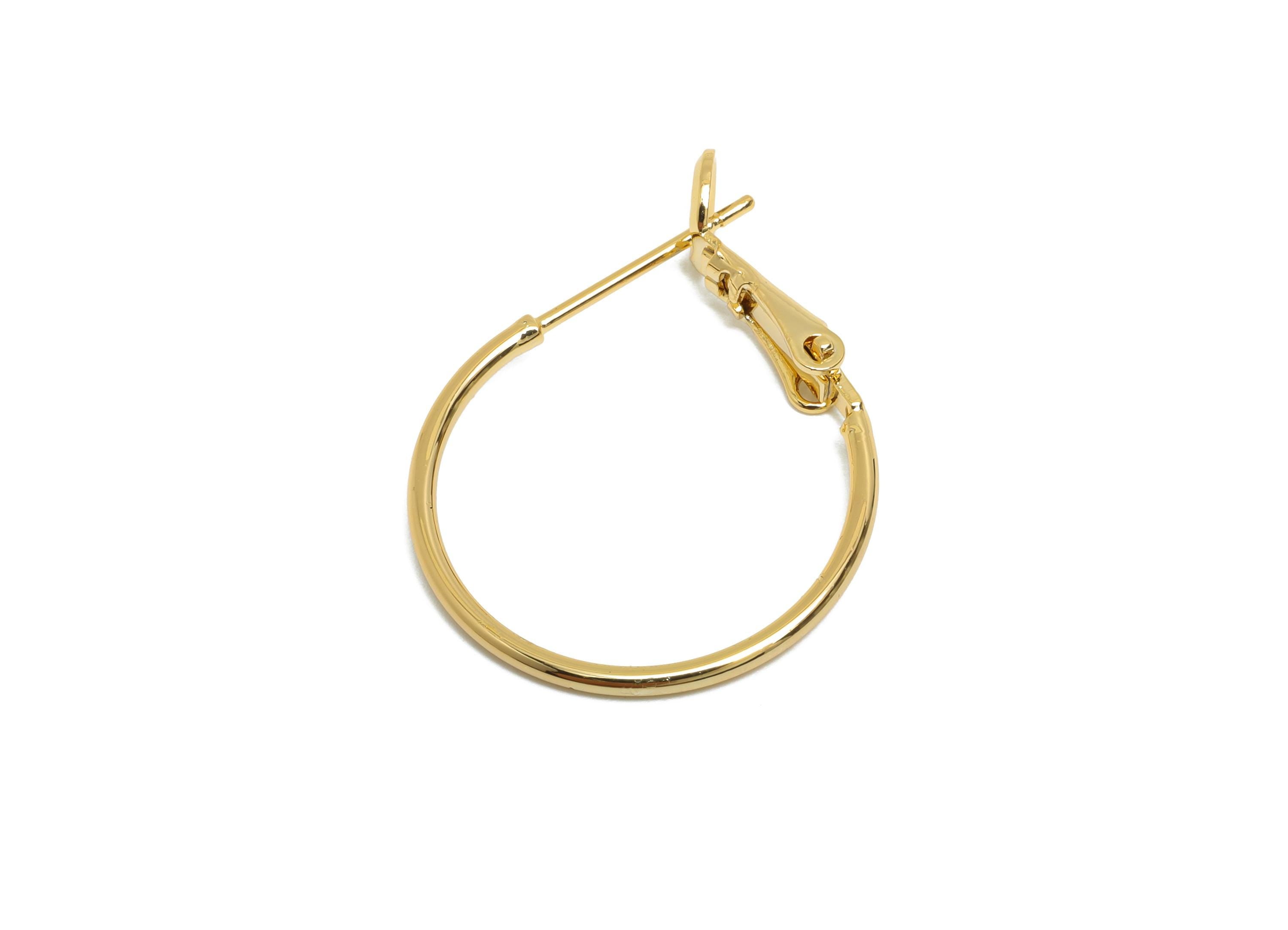 Round Hoop Earring - Brass Gold Simple and Chic Hoop Clasp - Modern Minimalist Hoop Jewelry - 18K Real Gold Plating - 20x20x1.2mm - RGP9362 - DOMEDBAZAAR
