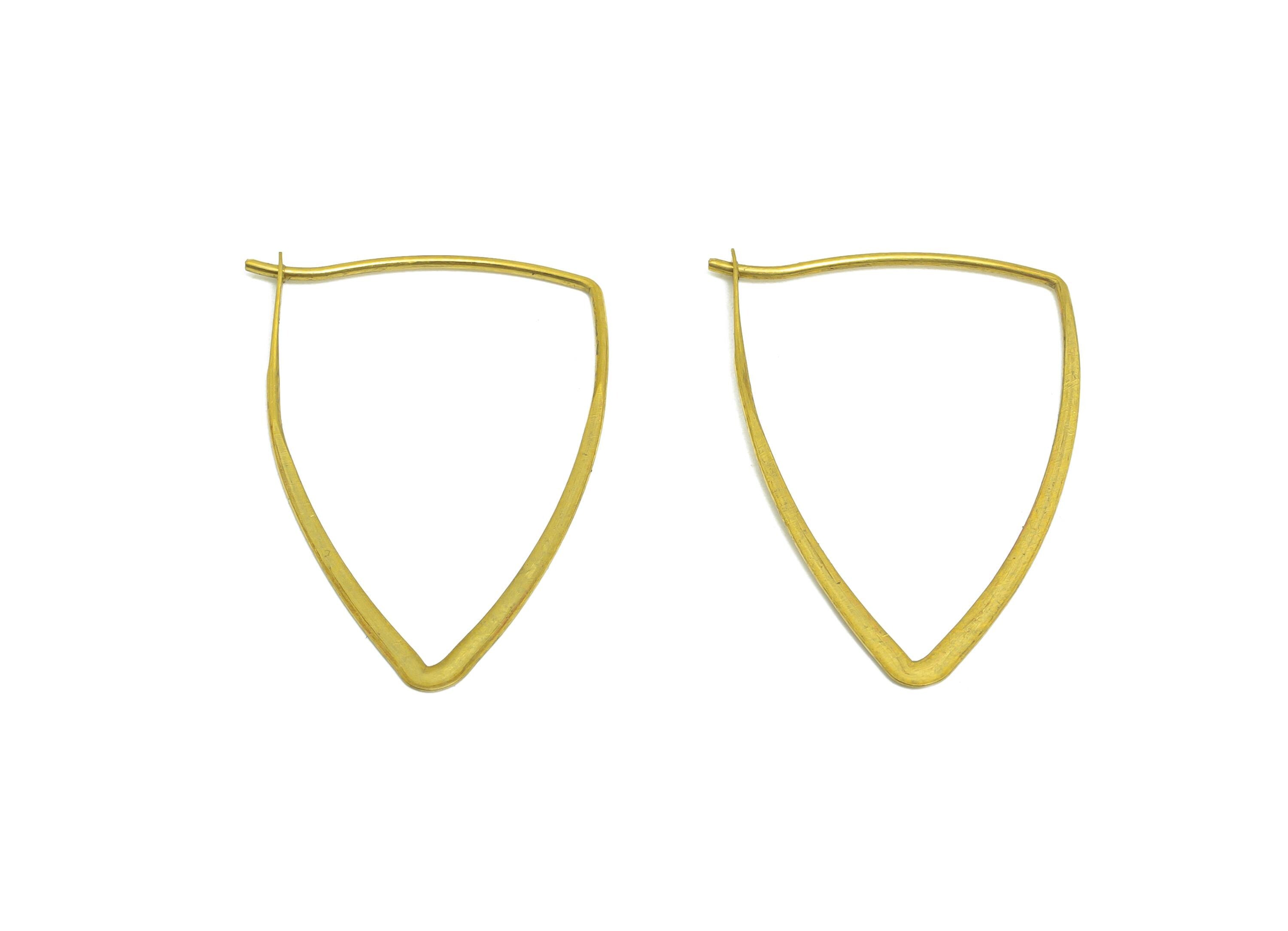 Fashion Triangle Wire Hoop Earring - Raw Brass Hammered Thin Wire Hoop Clasp - Simple Jewelry - Minimalist Hoop Jewelry  - PP10932-30 - DOMEDBAZAAR