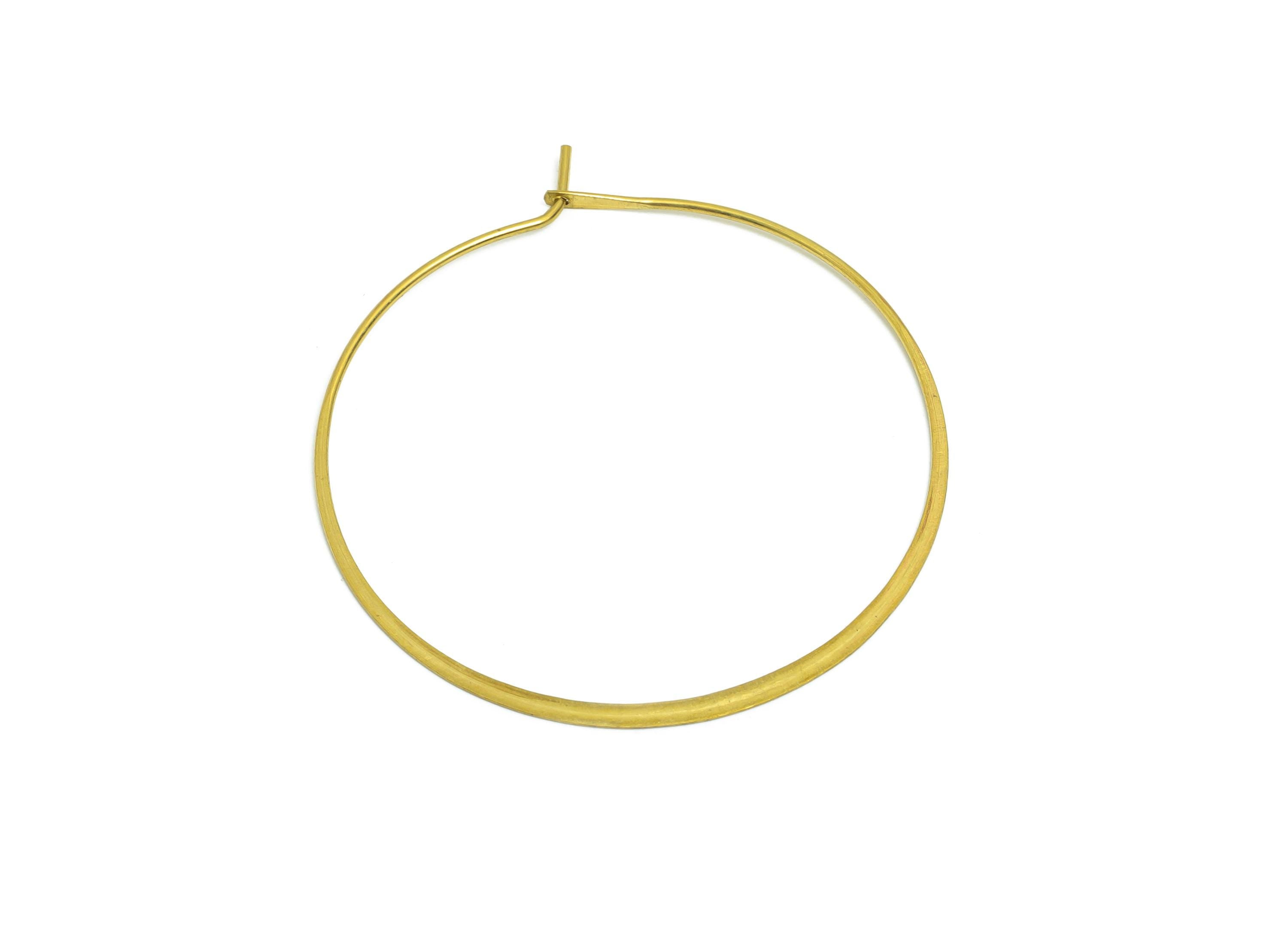 Fashion Round Wire Hoop Earring - Raw Brass Hammered Thin Wire Hoop Clasp - Simple Jewelry - Minimalist Hoop Jewelry  - PP10928-40 - DOMEDBAZAAR