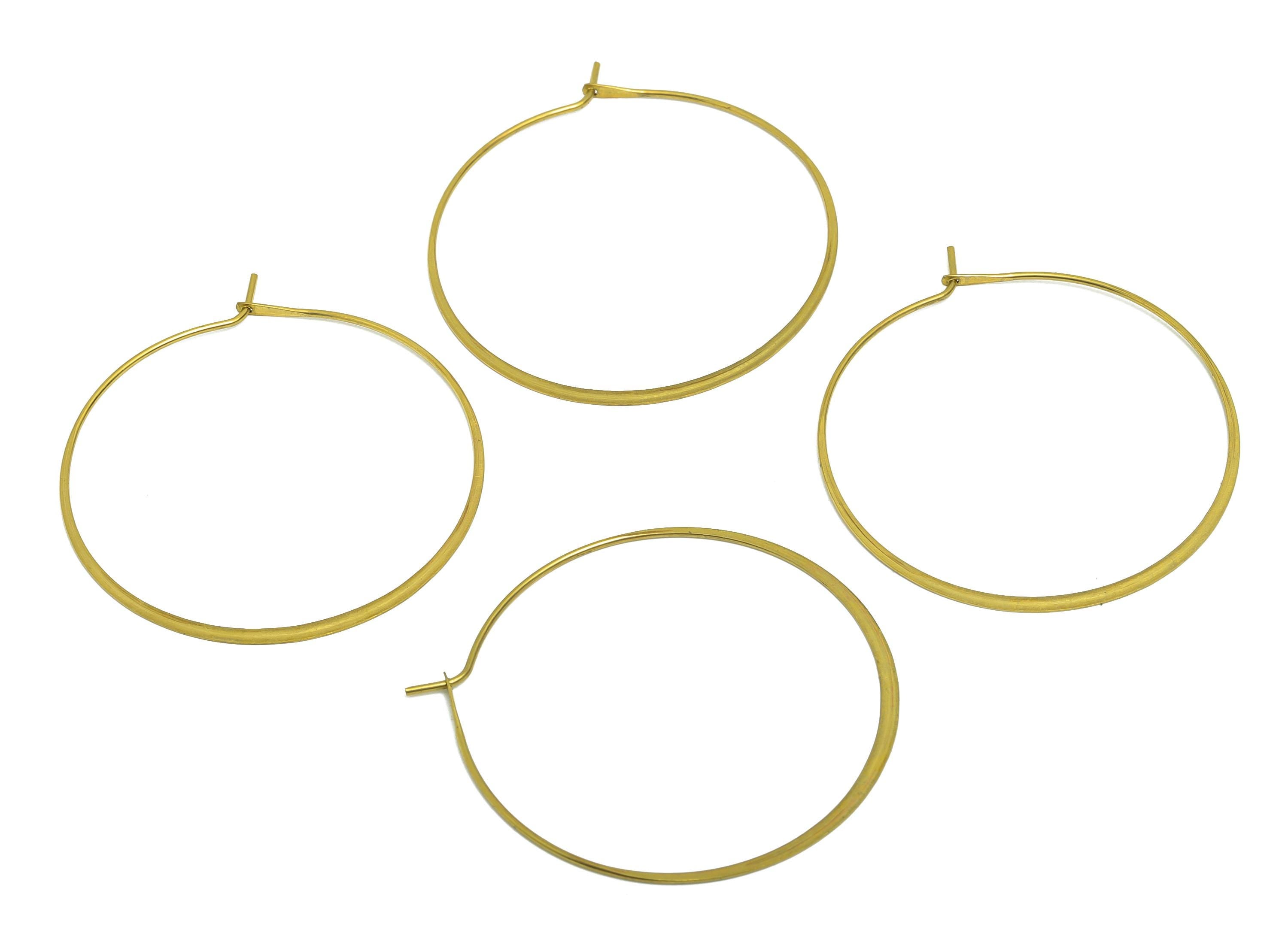 Fashion Round Wire Hoop Earring - Raw Brass Hammered Thin Wire Hoop Clasp - Simple Jewelry - Minimalist Hoop Jewelry  - PP10928-40 - DOMEDBAZAAR