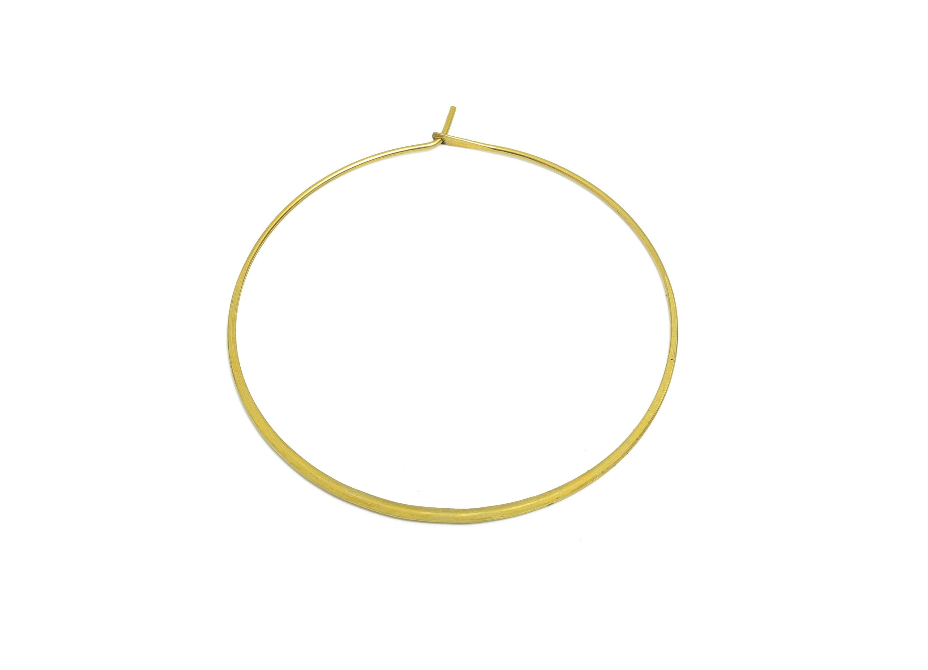 Fashion Round Wire Hoop Earring - Raw Brass Hammered Thin Wire Hoop Clasp - Simple Jewelry - Minimalist Hoop Jewelry  - PP10928-50 - DOMEDBAZAAR