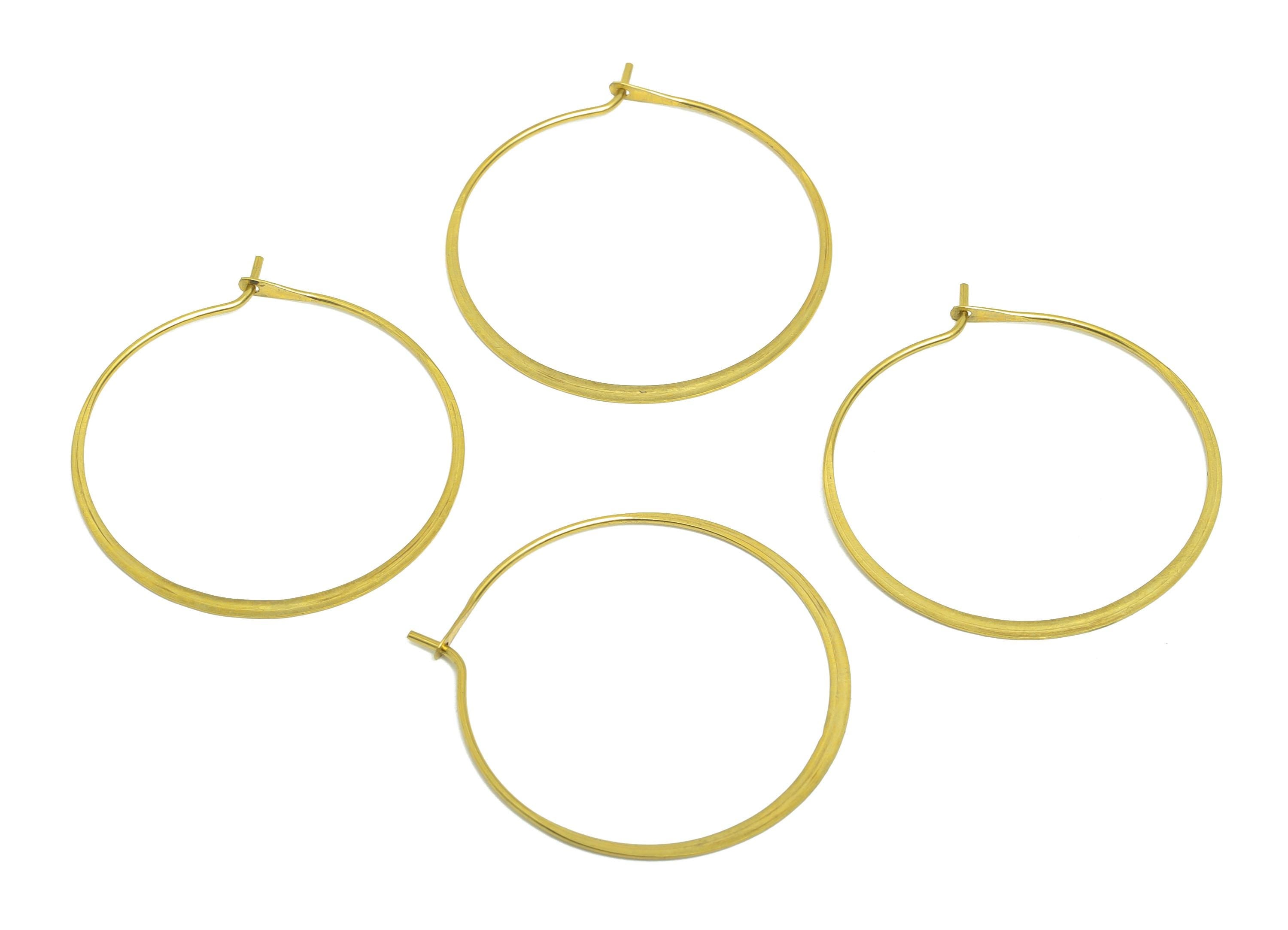 Fashion Round Wire Hoop Earring - Raw Brass Hammered Thin Wire Hoop Clasp - Simple Jewelry - Minimalist Hoop Jewelry  - PP10928-30 - DOMEDBAZAAR