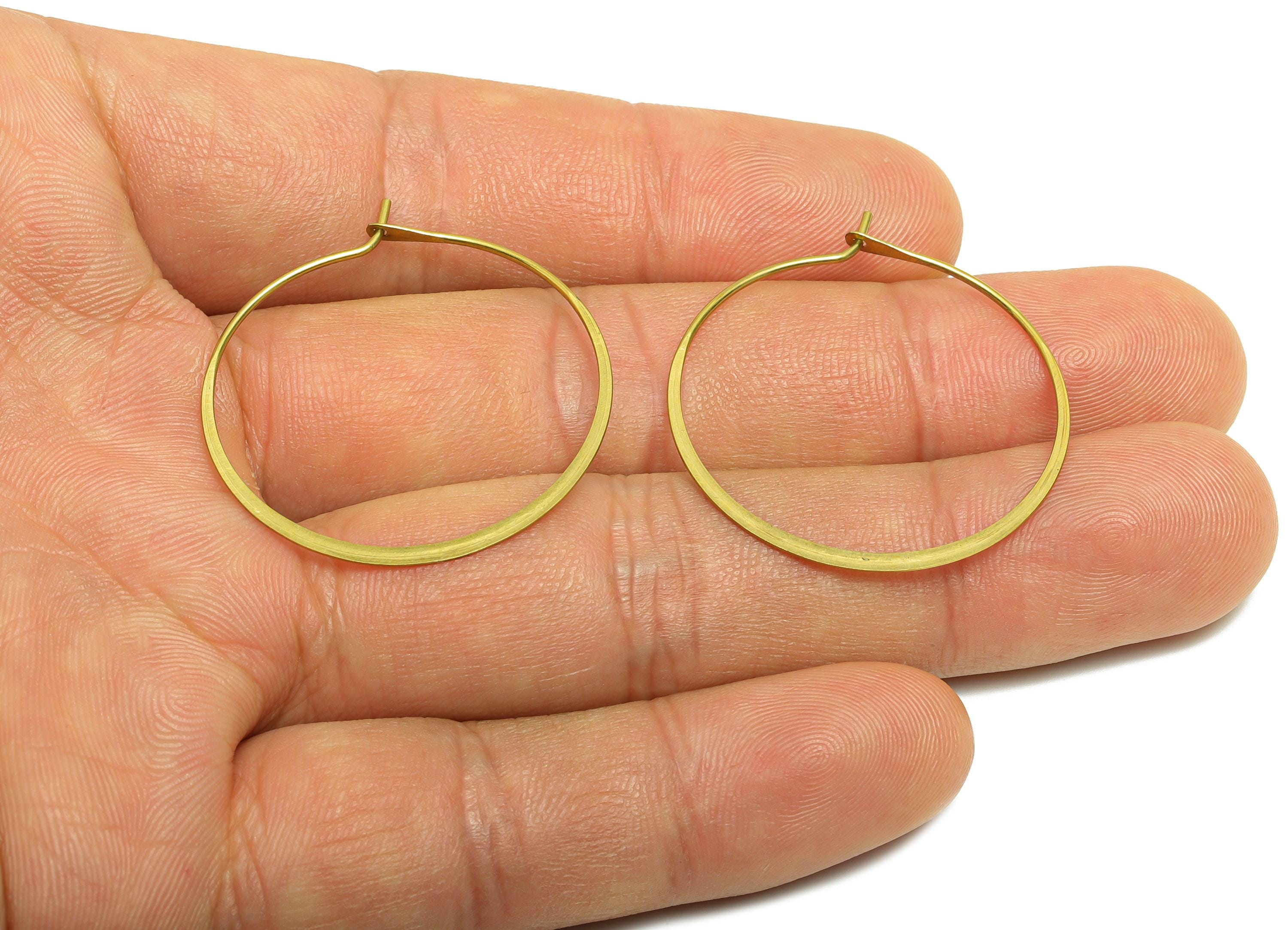 Fashion Round Wire Hoop Earring - Raw Brass Hammered Thin Wire Hoop Clasp - Simple Jewelry - Minimalist Hoop Jewelry  - PP10928-30 - DOMEDBAZAAR