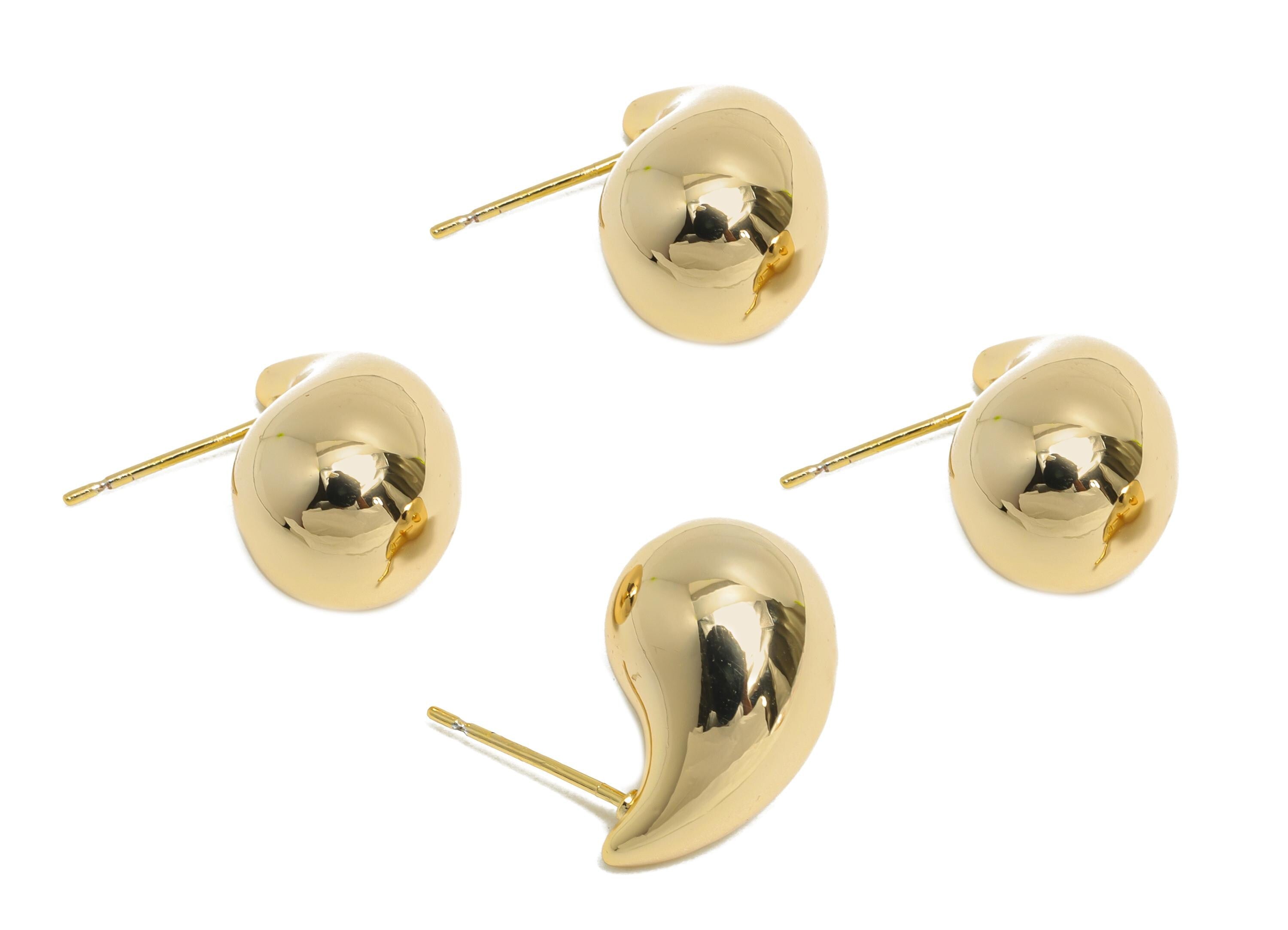 Teardrop Earring Post - Brass Sleek Earring Stud - Modern Teardrop Stud - Smooth Curved Jewelry - Polished Jewelry - 18x11.6x11mm - RGP9408 - DOMEDBAZAAR