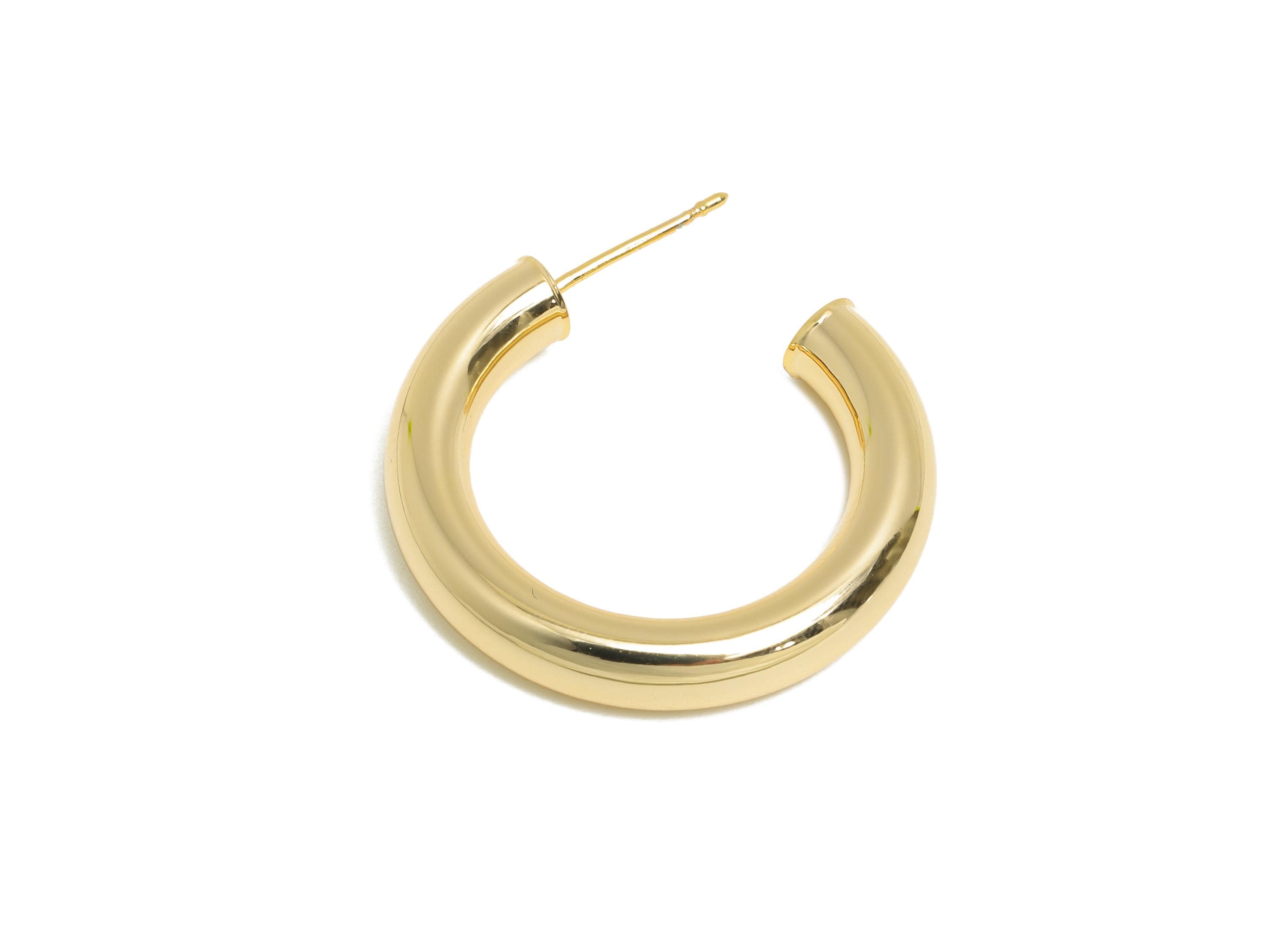 Chunky Hoop Earring Post - Brass Minimalist Hoop Earring - Modern Gold Earring - Polished Gold Finish - Gold Jewelry - 30x27x5mm - RGP9413 - DOMEDBAZAAR