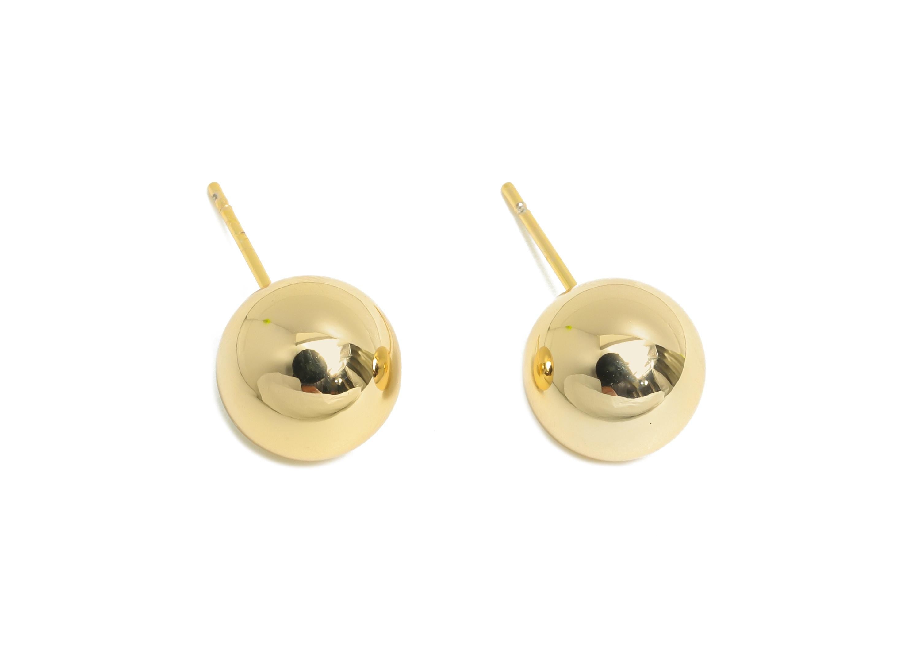 10mm Ball Stud Earring - Brass Minimalist Smooth Earring Stud - Modern Classic Stud Earring - Gold Jewelry - Elegant Simple Jewelry- RGP9406 - DOMEDBAZAAR