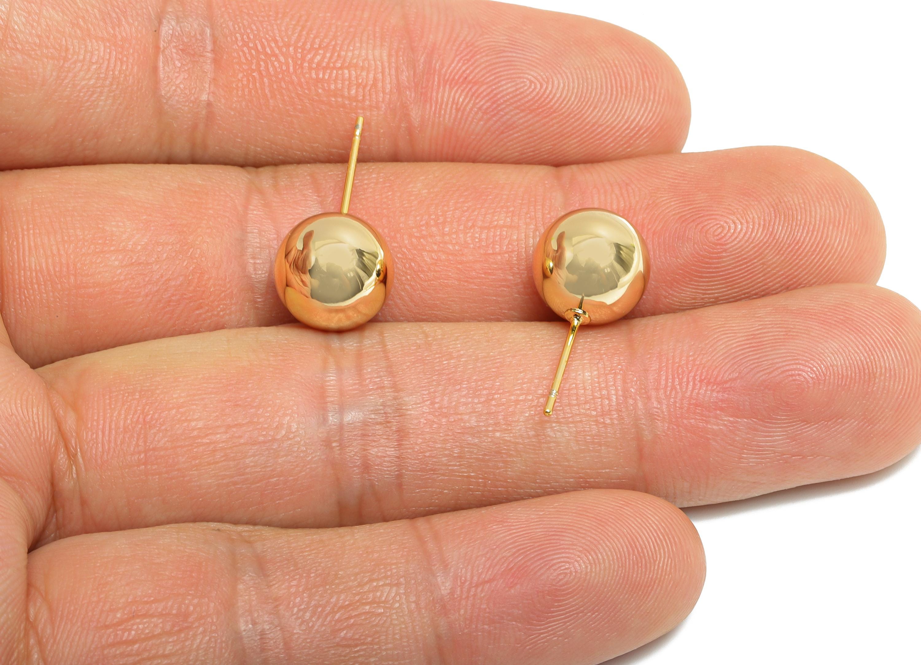 10mm Ball Stud Earring - Brass Minimalist Smooth Earring Stud - Modern Classic Stud Earring - Gold Jewelry - Elegant Simple Jewelry- RGP9406 - DOMEDBAZAAR