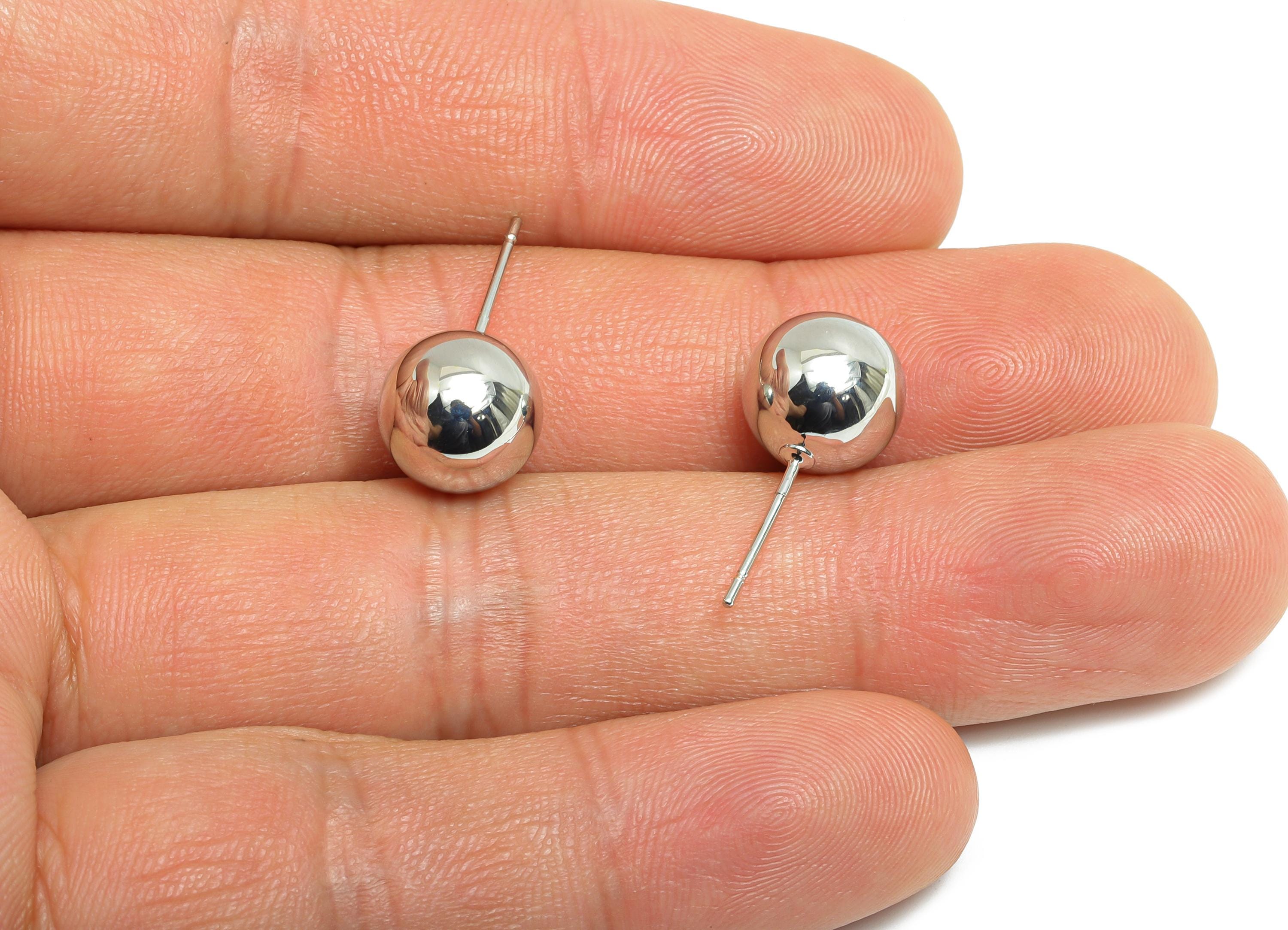 10mm Ball Stud Earring - Brass Minimalist Smooth Earring Stud - Silver Modern Classic Stud Earring  - Elegant Simple Jewelry - RGP9406S - DOMEDBAZAAR
