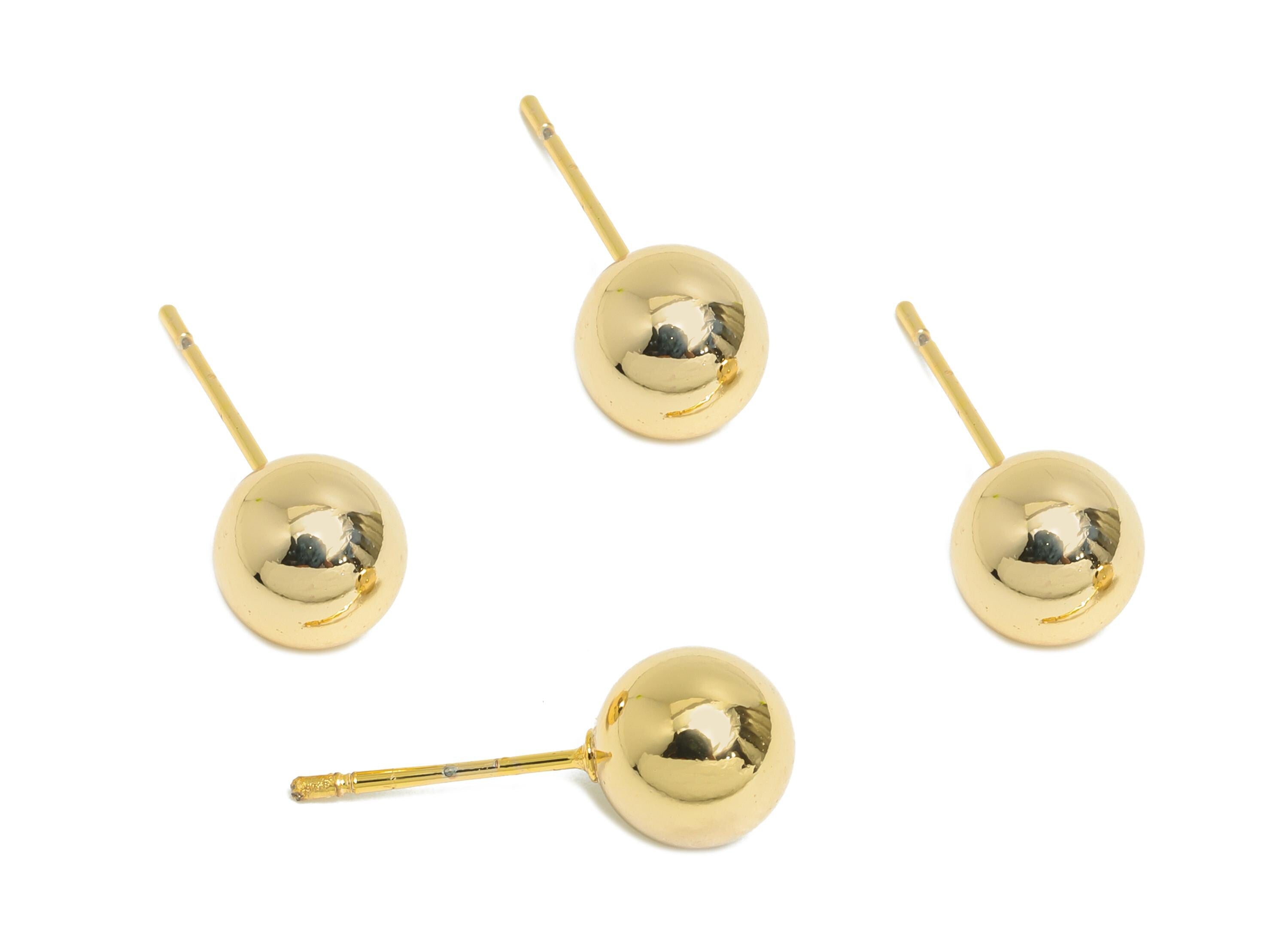 8mm Ball Stud Earring - Brass Minimalist Smooth Earring Stud - Modern Classic Stud Earring - Gold Jewelry - Elegant Simple Jewelry- RGP9404 - DOMEDBAZAAR