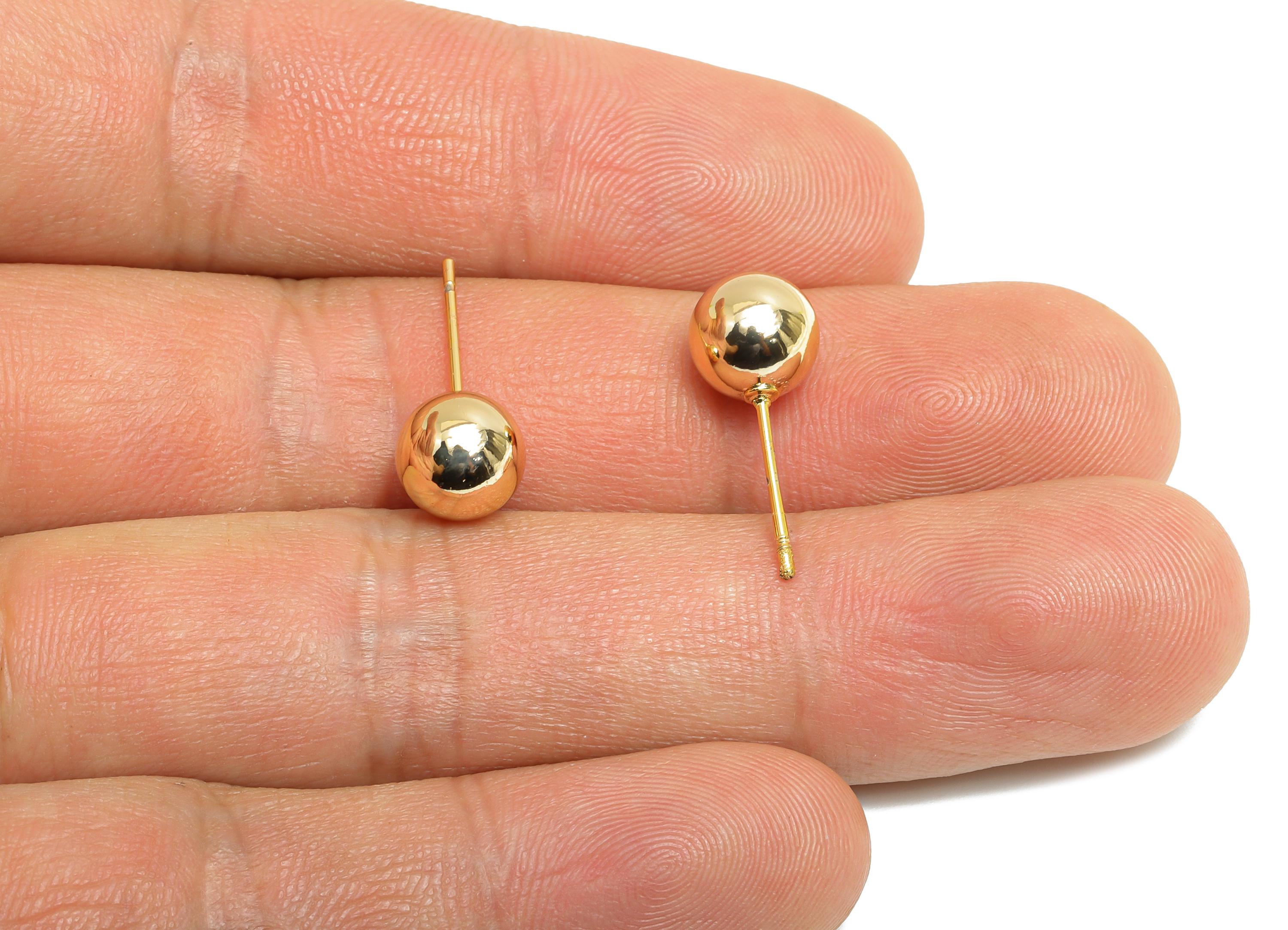 8mm Ball Stud Earring - Brass Minimalist Smooth Earring Stud - Modern Classic Stud Earring - Gold Jewelry - Elegant Simple Jewelry- RGP9404 - DOMEDBAZAAR