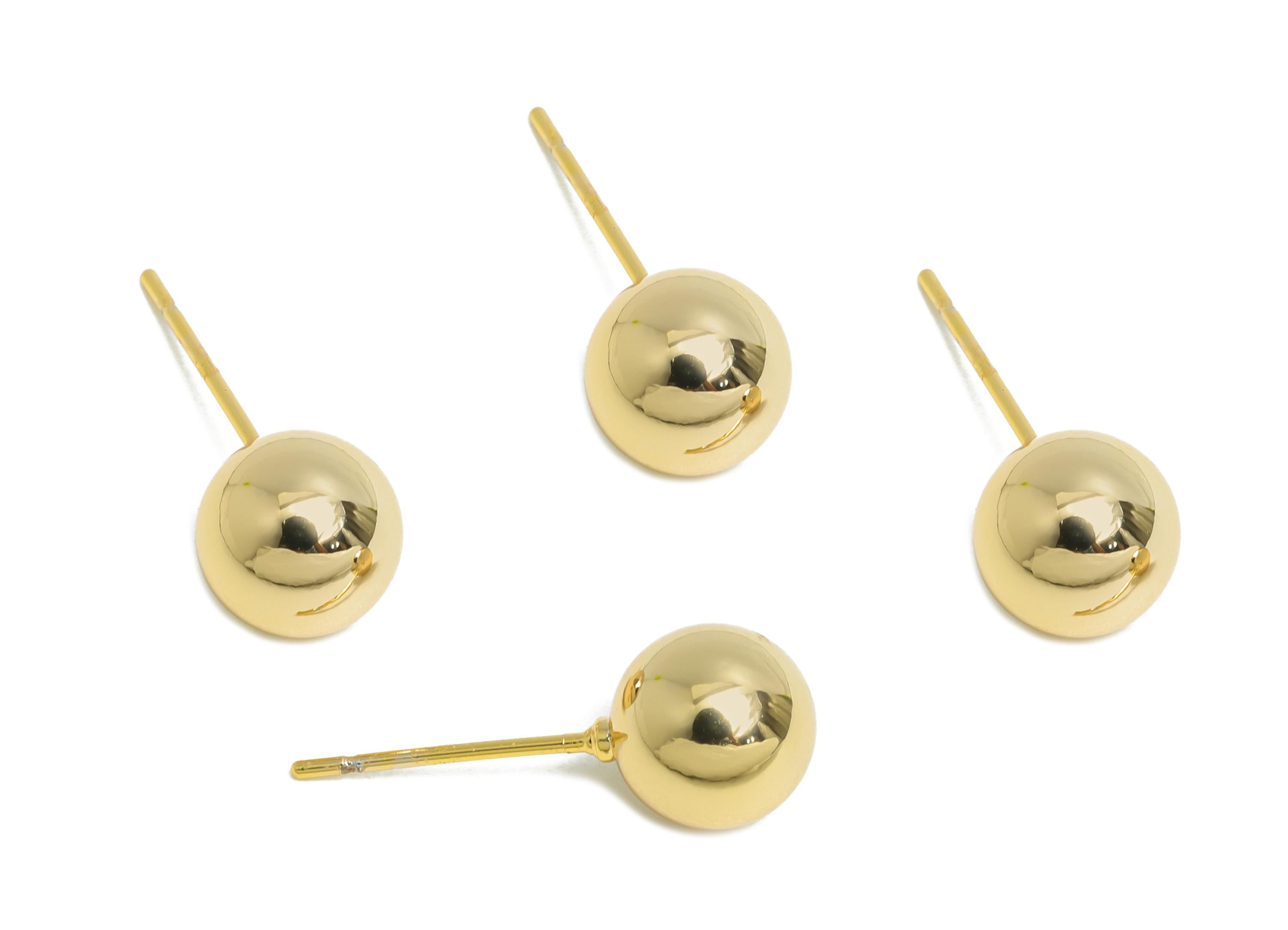 8mm Ball Stud Earring - Brass Minimalist Smooth Earring Stud - Modern Steel Stud Earring - Gold Jewelry - Elegant Simple Jewelry- RGP9405 - DOMEDBAZAAR
