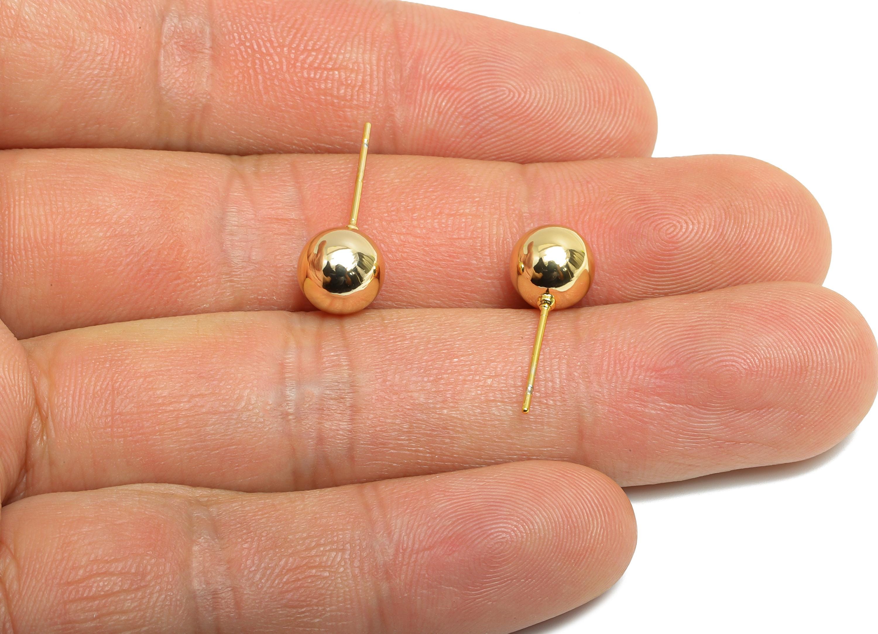 8mm Ball Stud Earring - Brass Minimalist Smooth Earring Stud - Modern Steel Stud Earring - Gold Jewelry - Elegant Simple Jewelry- RGP9405 - DOMEDBAZAAR