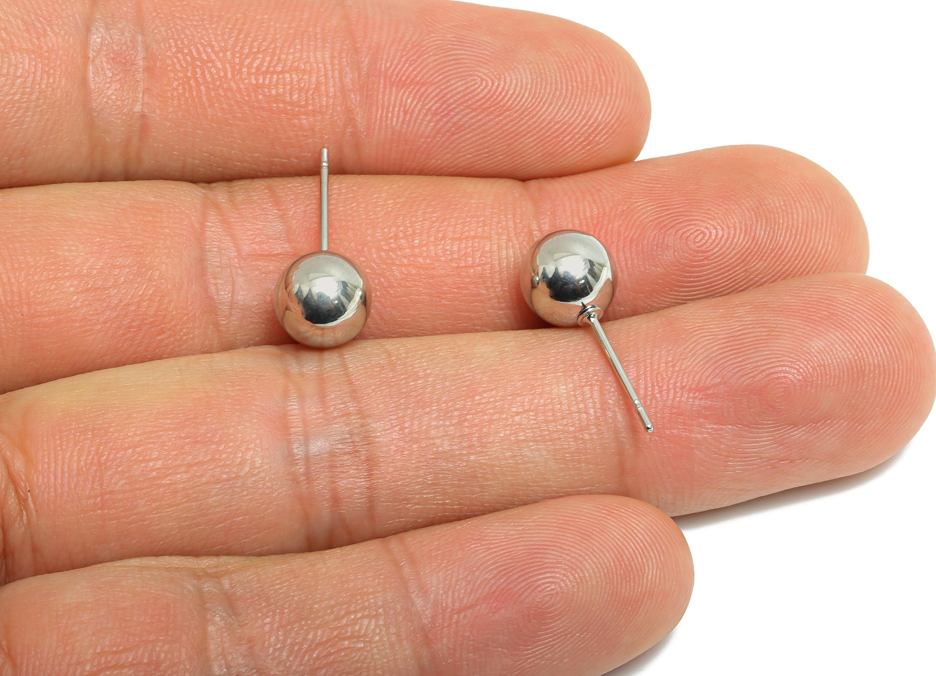 8mm Ball Stud Earring - Brass Minimalist Smooth Earring Stud - Modern Steel Stud Earring - Steel Stud - Elegant Simple Jewelry - RGP9405S - DOMEDBAZAAR