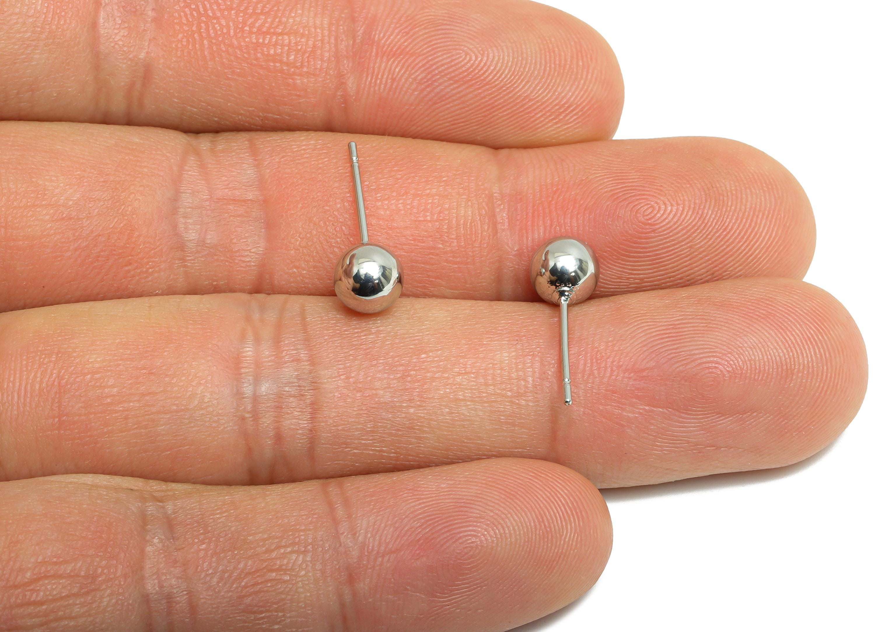 6mm Ball Stud Earring - Brass Minimalist Smooth Earring Stud - Modern Sleek Earring Post - Silver Stud - Elegant Simple Jewelry- RGP9403S - DOMEDBAZAAR