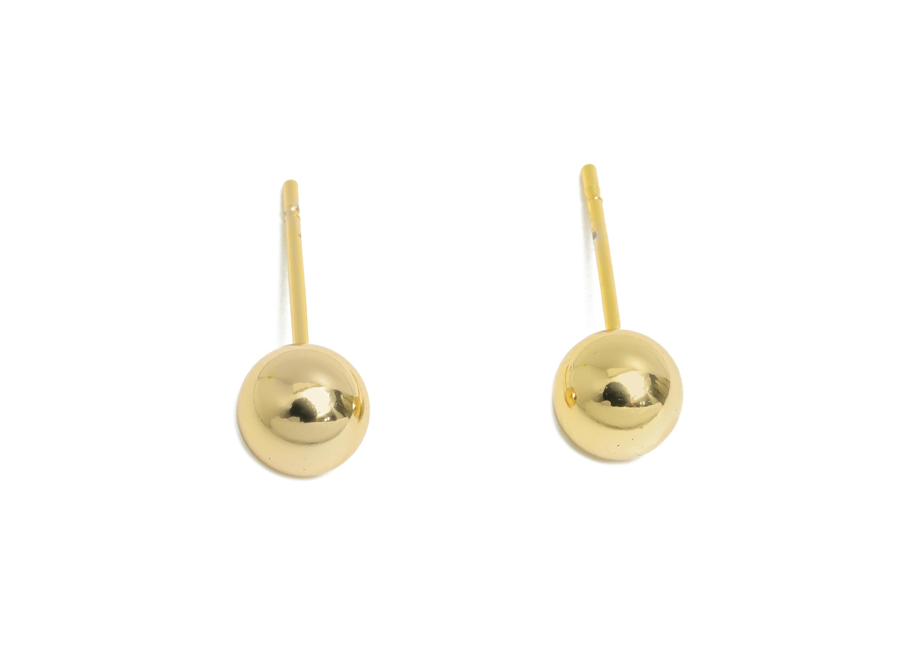 6mm Ball Stud Earring - Brass Minimalist Smooth Earring Stud - Modern Sleek Stud Earring - Gold Jewelry - Elegant Simple Jewelry- RGP9403 - DOMEDBAZAAR