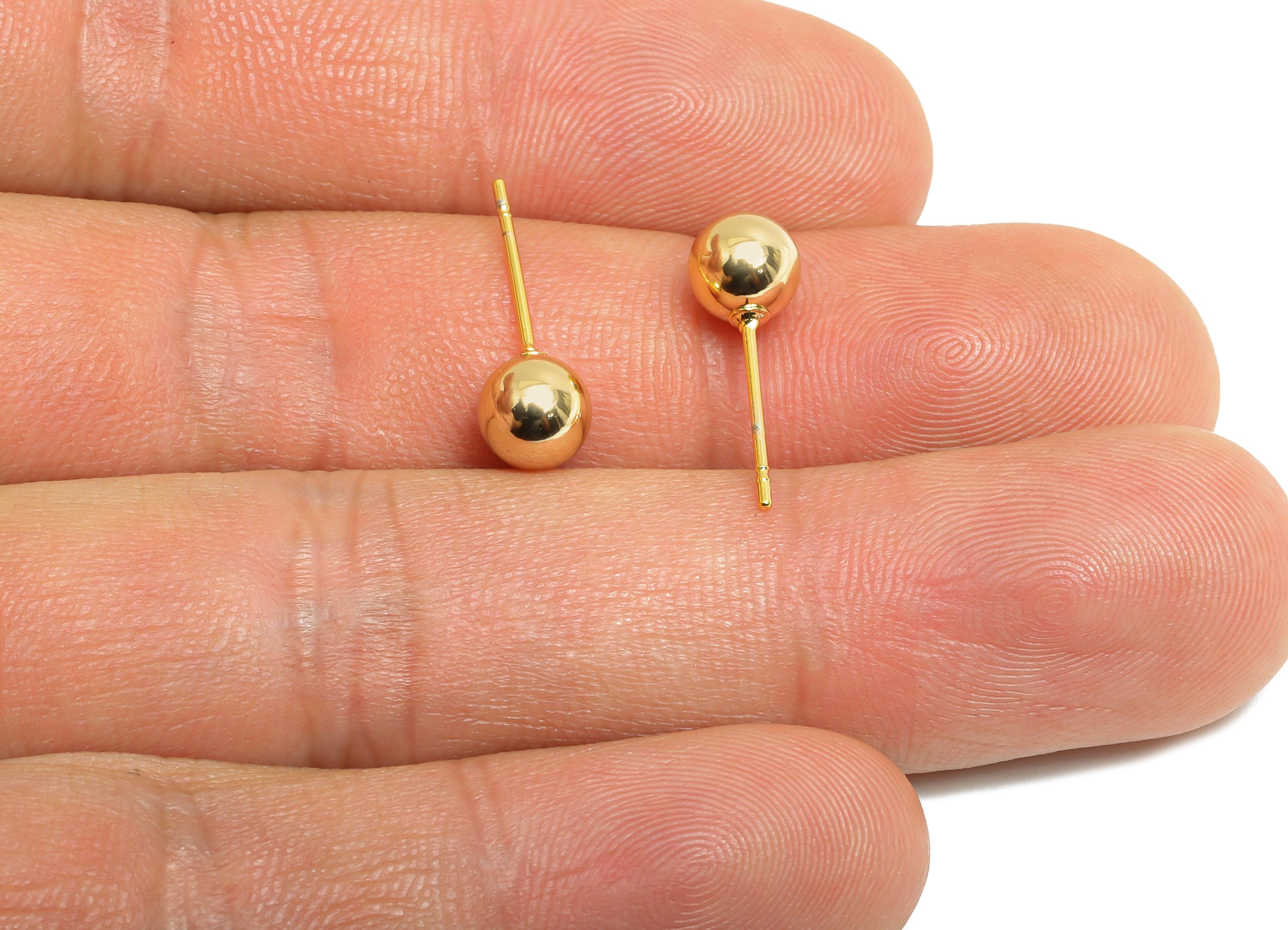 6mm Ball Stud Earring - Brass Minimalist Smooth Earring Stud - Modern Sleek Stud Earring - Gold Jewelry - Elegant Simple Jewelry- RGP9403 - DOMEDBAZAAR