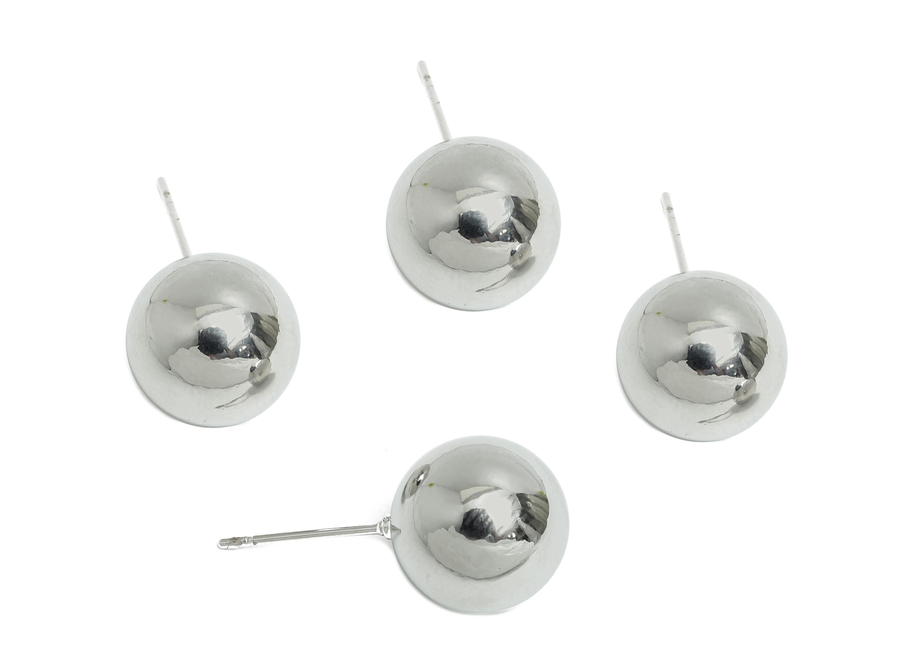 12mm Ball Stud Earring - Brass Minimalist Smooth Earring Stud - Modern Steel Stud Earring - Silver Jewelry - Elegant Simple Jewelry-RGP9407S - DOMEDBAZAAR