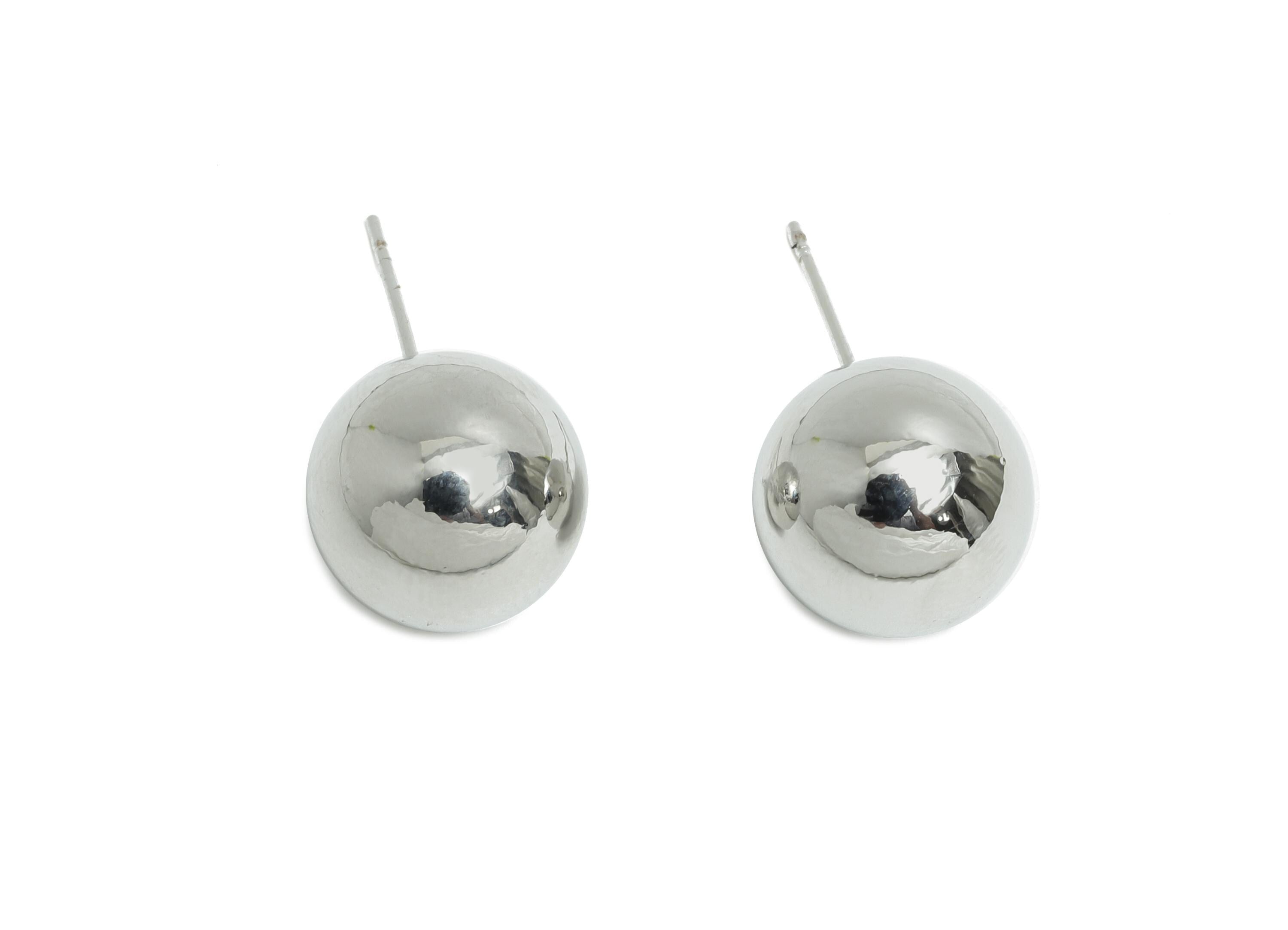 12mm Ball Stud Earring - Brass Minimalist Smooth Earring Stud - Modern Steel Stud Earring - Silver Jewelry - Elegant Simple Jewelry-RGP9407S - DOMEDBAZAAR