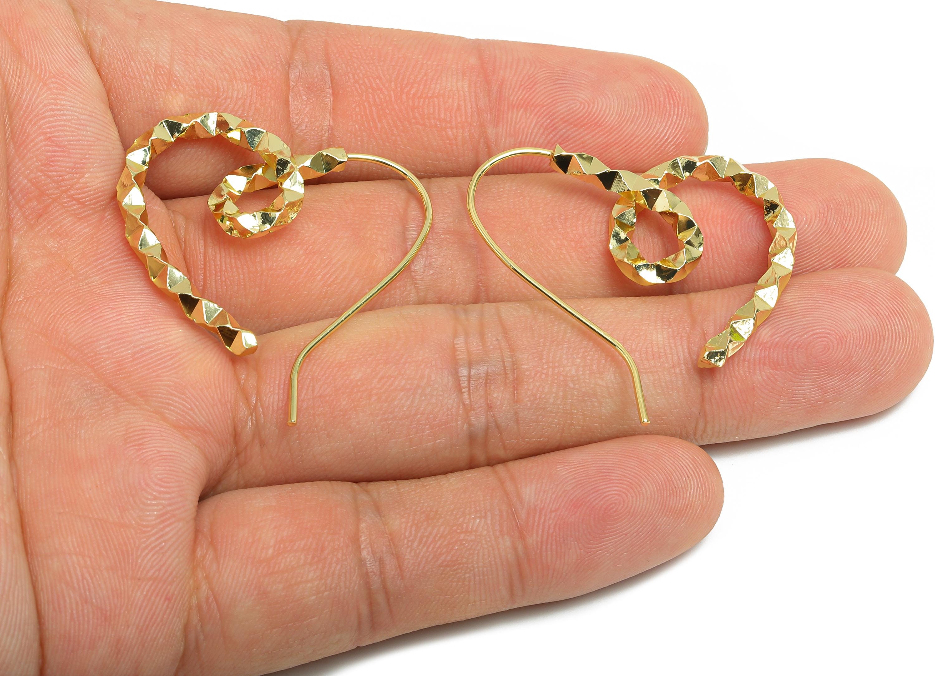 Brass Twisted Heart Earring Wire - Gold Textured Heart Earrings Wire - Statement Heart Earring -14K Real Gold Plated -33x28x2.8mm-RGP9504-14 - DOMEDBAZAAR