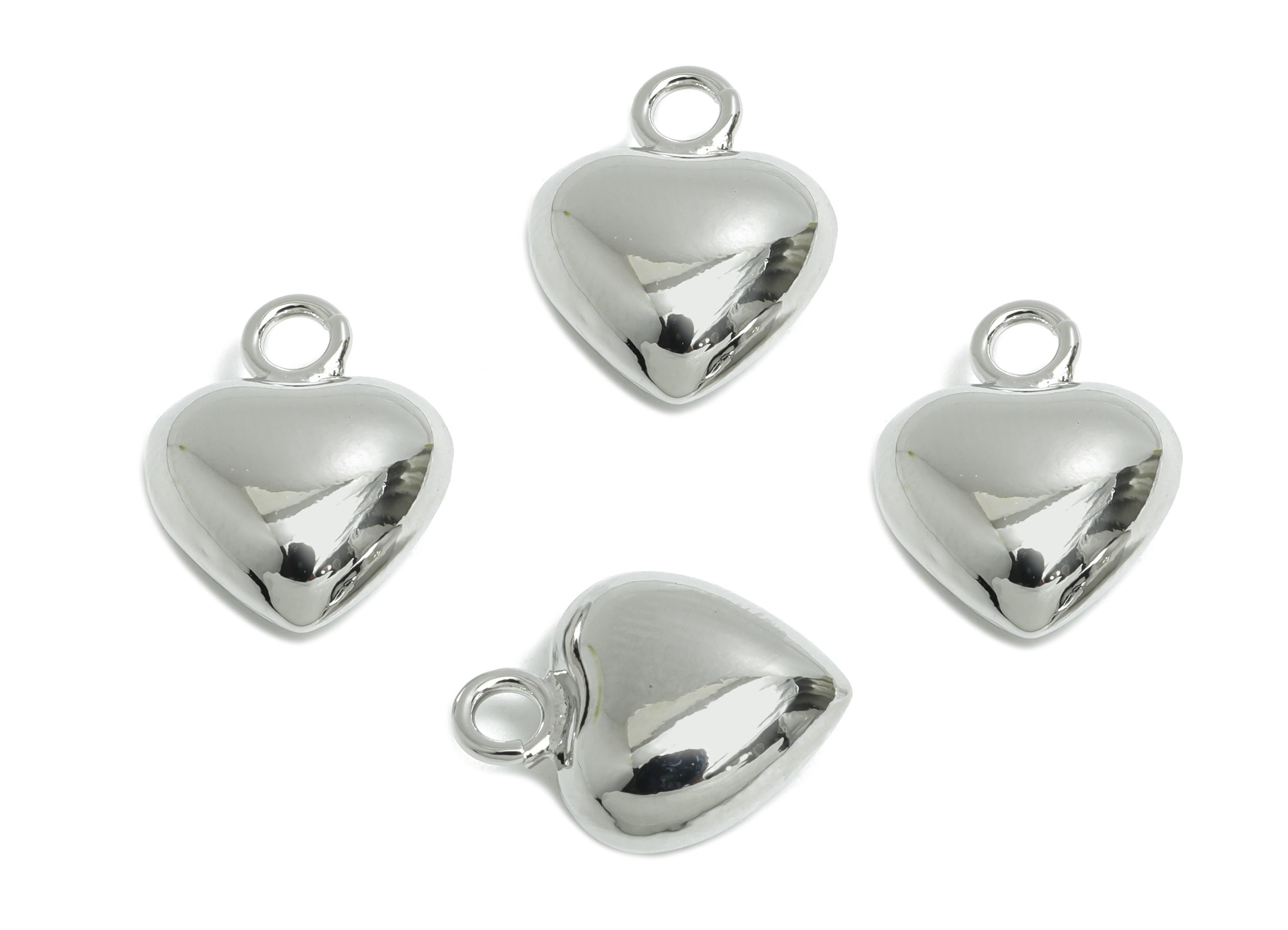 Brass Heart Earring Charm - Sleek Earring Charm - Brass Timeless Fashion Romantic Jewelry - 18K Real White Gold Plated - 15x11x6mm -RGP9411S - DOMEDBAZAAR